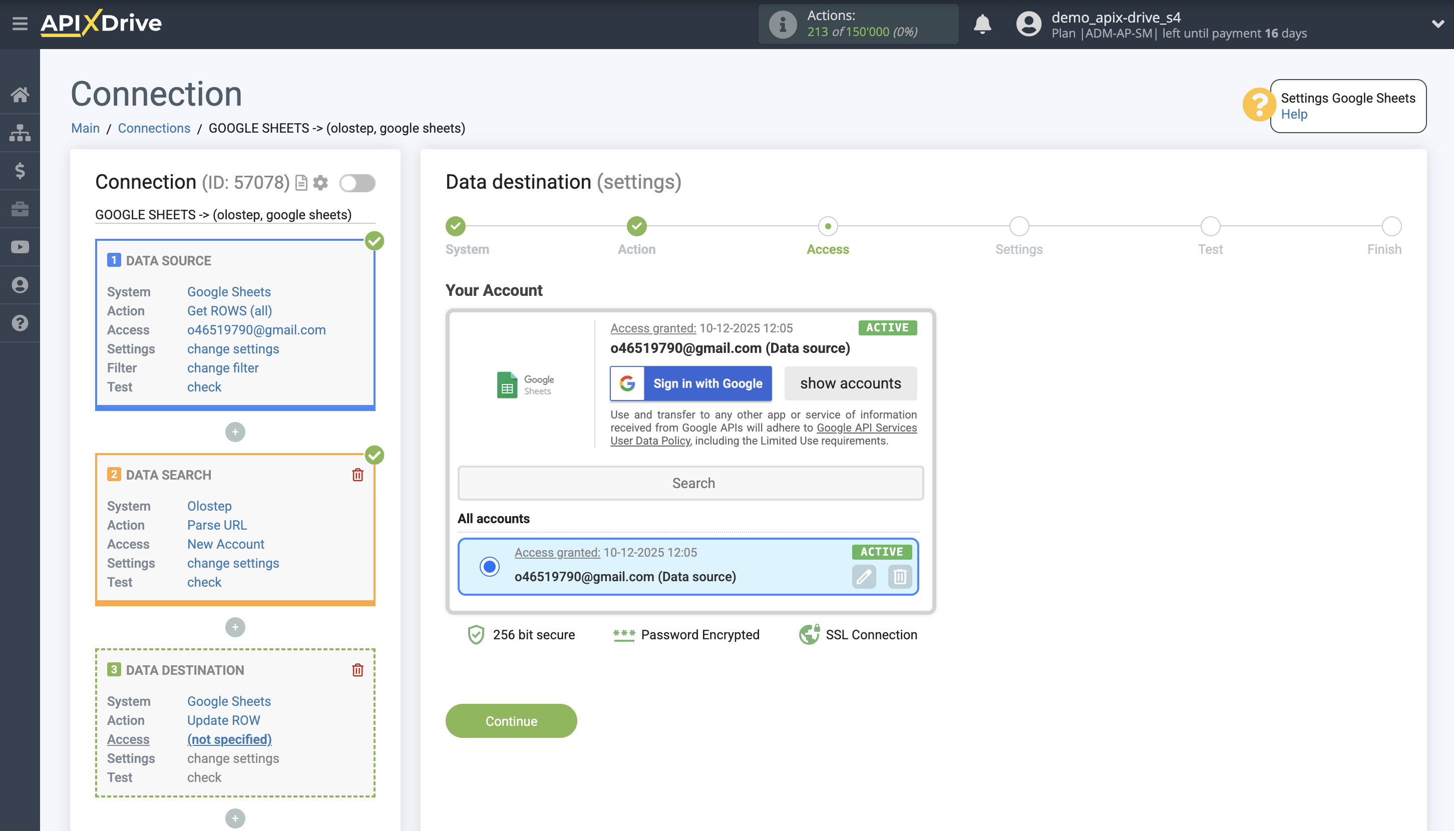 Setting up an Olostep Item Search in Google Sheets | Account selection Setting up an Olostep Item Search in Google Sheets | Account selection