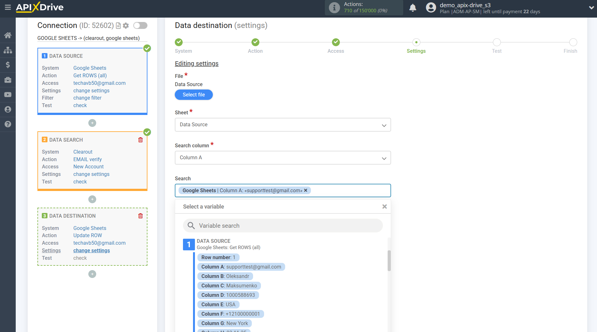 Setting Search to Verification E-MAIL Clearout in Google Sheets | Assigning fields Setting Search to Verification E-MAIL Clearout in Google Sheets | Assigning fields
