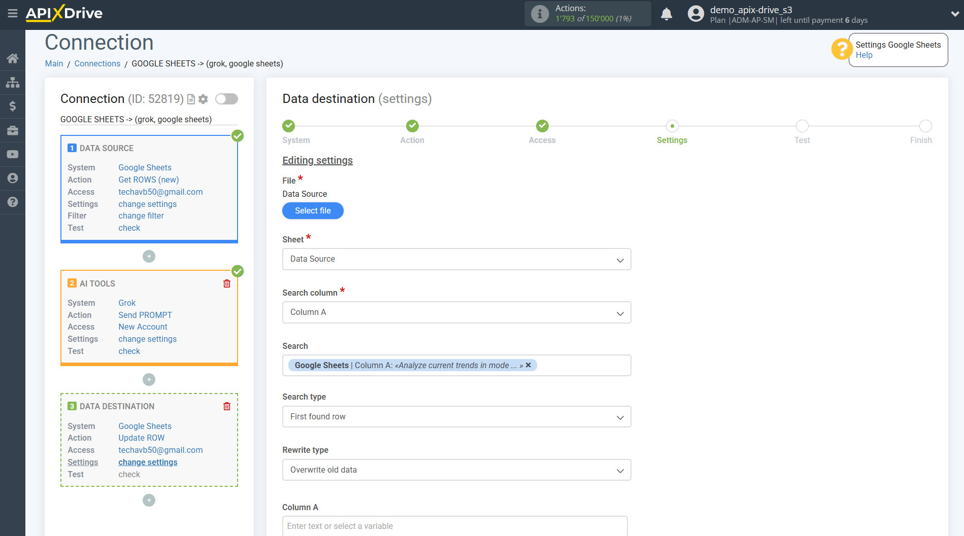 Setting up Grok in Google Sheets | Assigning fields