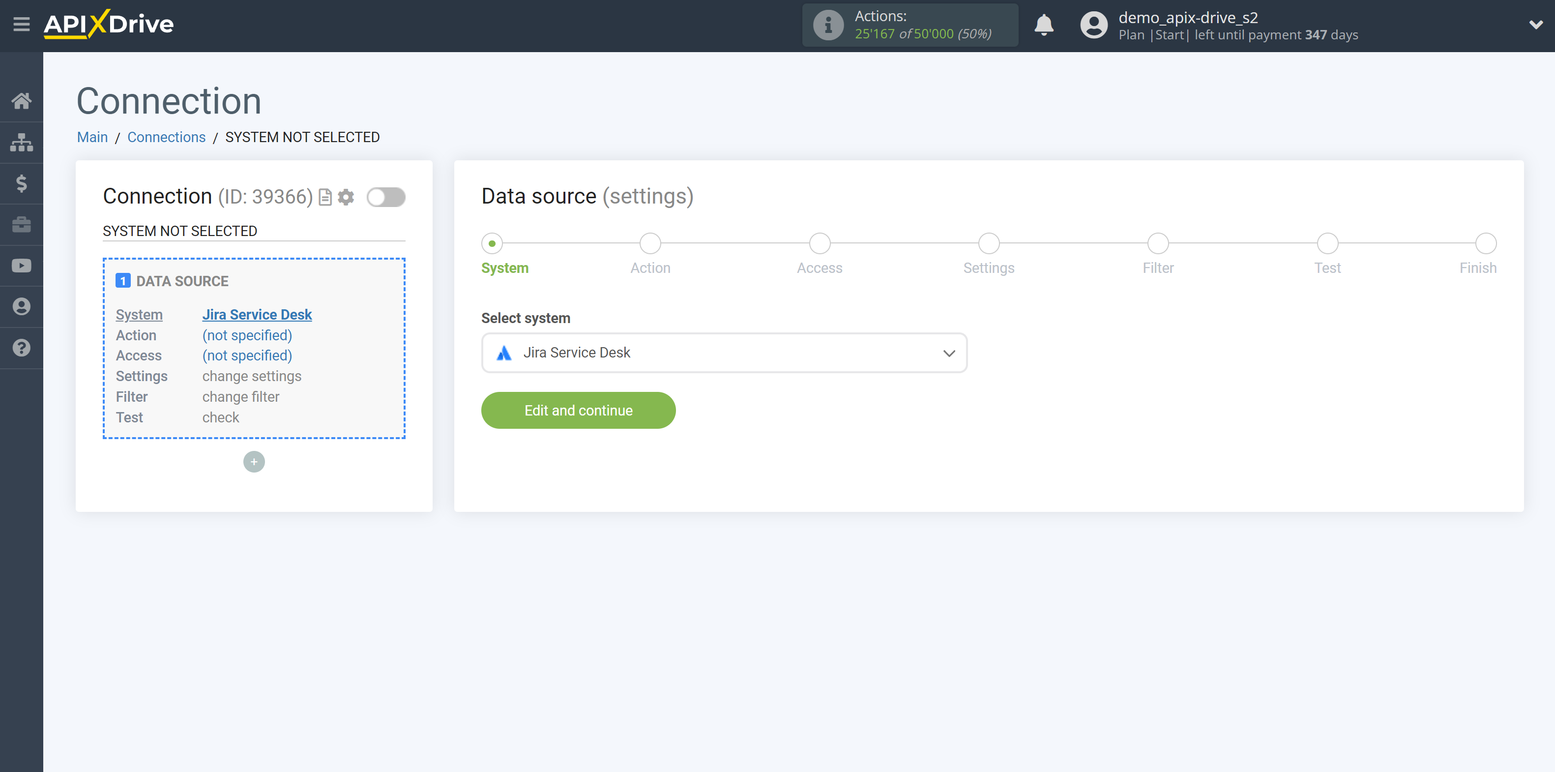 How to Connect Jira Service Management as Data Source | System selection