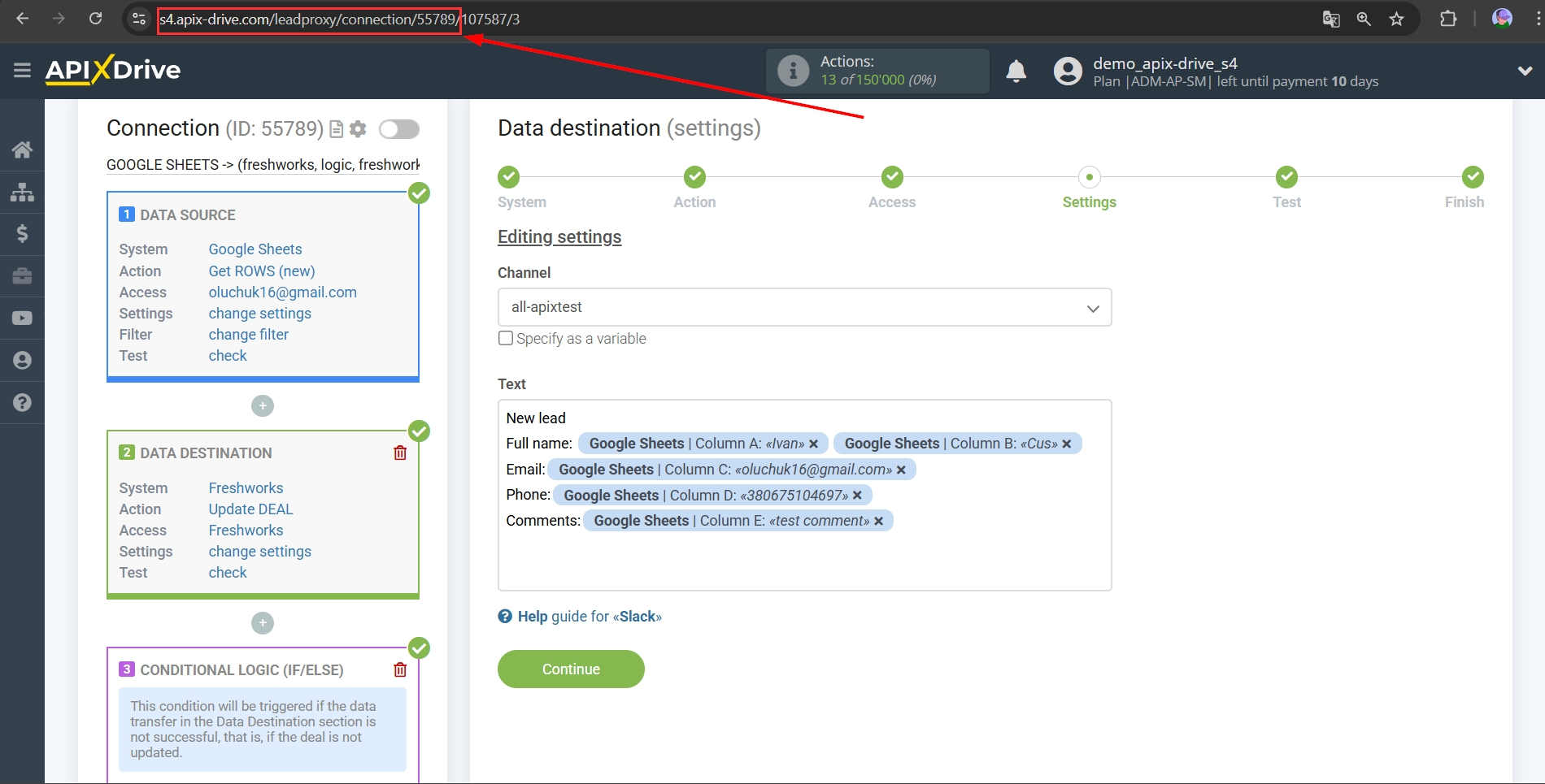 How to setup&nbsp;Freshworks Update Deal / Create Deal | Contact link