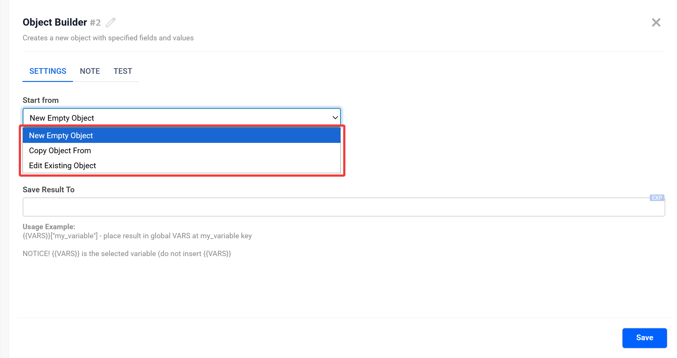 Object Builder | Доступні методи роботи з об'єктом&nbsp;