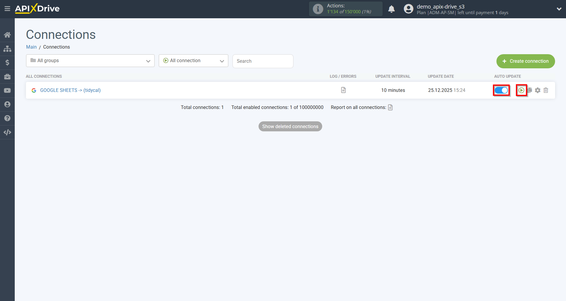 How to Connect Tidycal as Data Destination | Enable auto-update