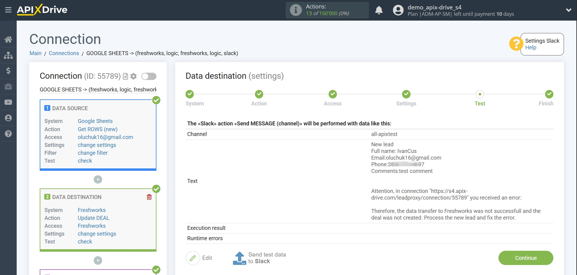 How to setup&nbsp;Freshworks Update Deal / Create Deal | Test data