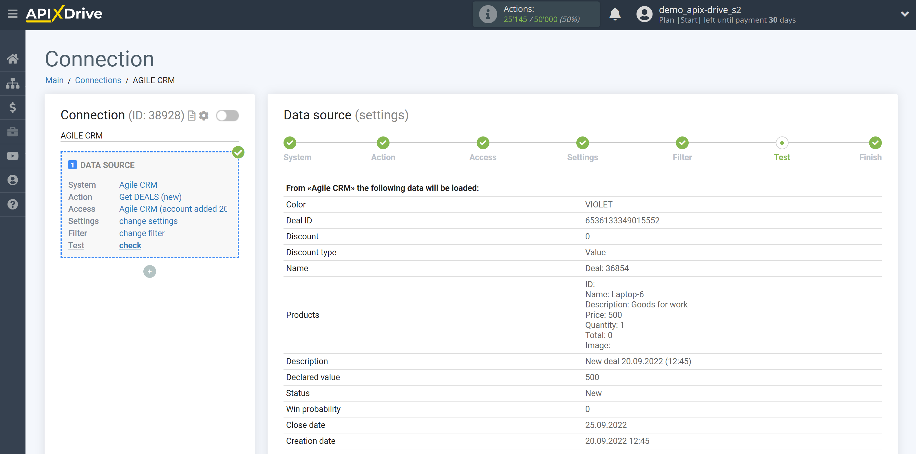 How to Connect AgileCRM as Data Source | Data Test