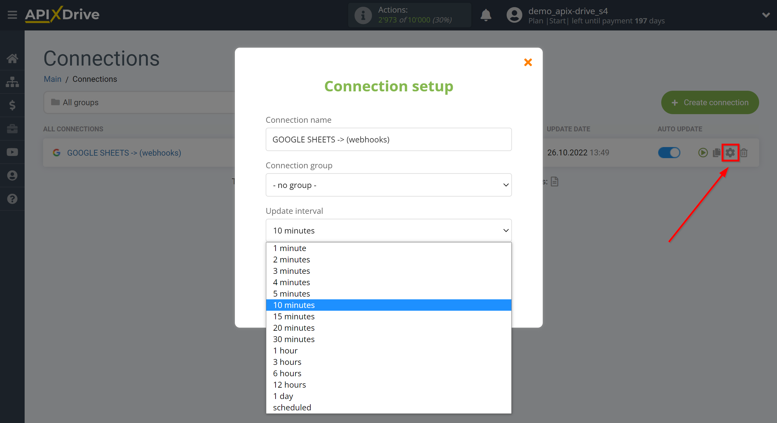 How to Connect Webhooks as Data Destination | Update interval