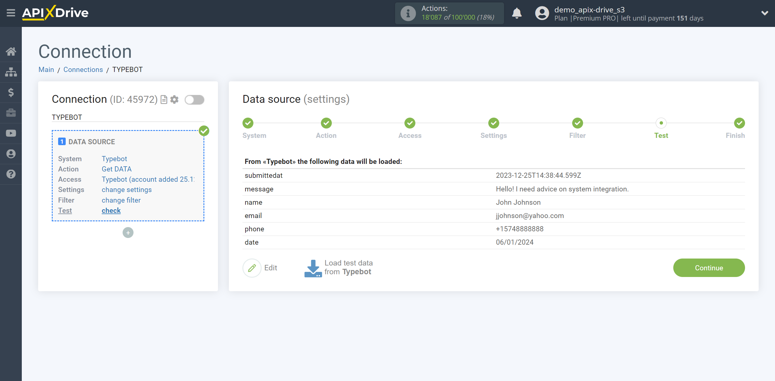 How to Connect Typebot as Data Source | Test data