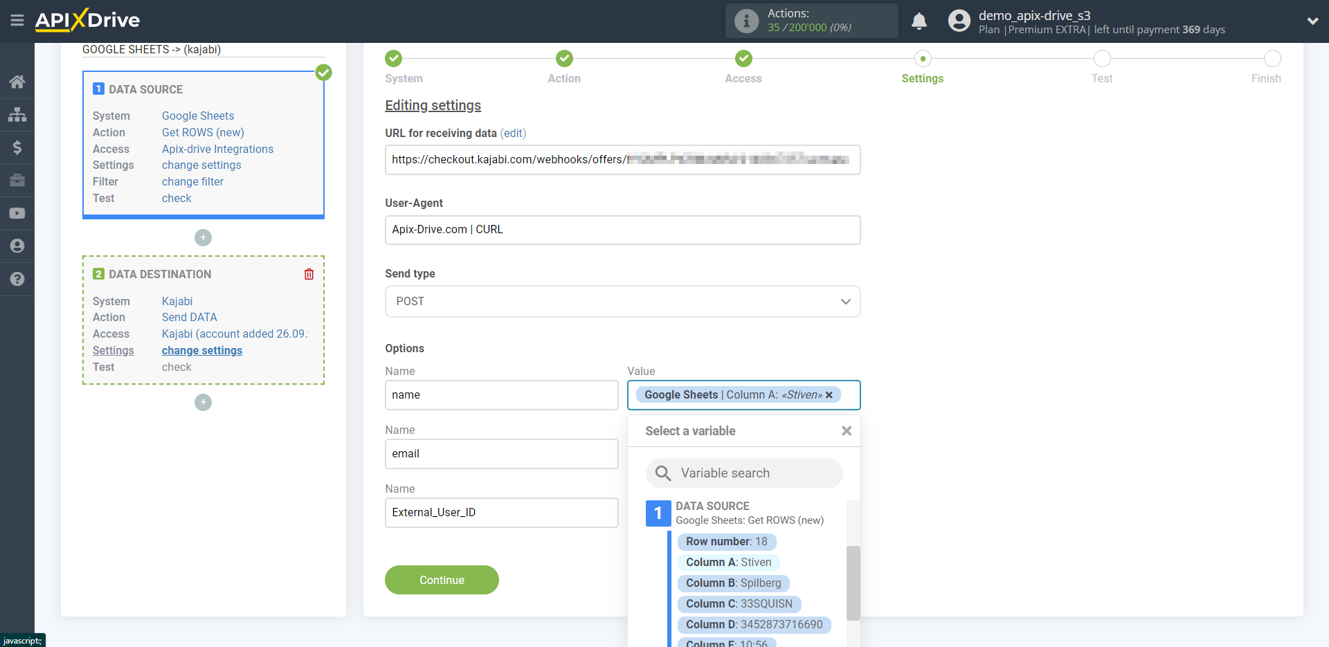 How to Connect Kajabi as Data Destination | Assigning fields