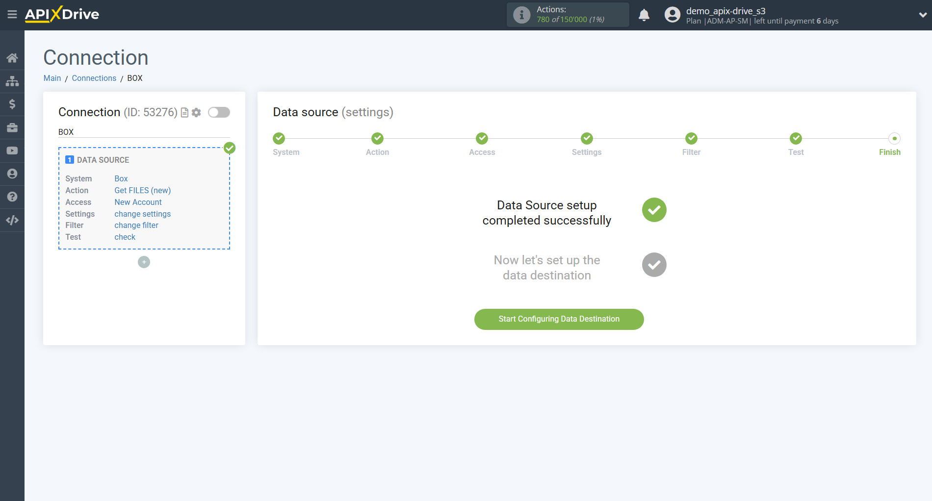 How to Connect Box as Data Source | Go to the Data Destination setup