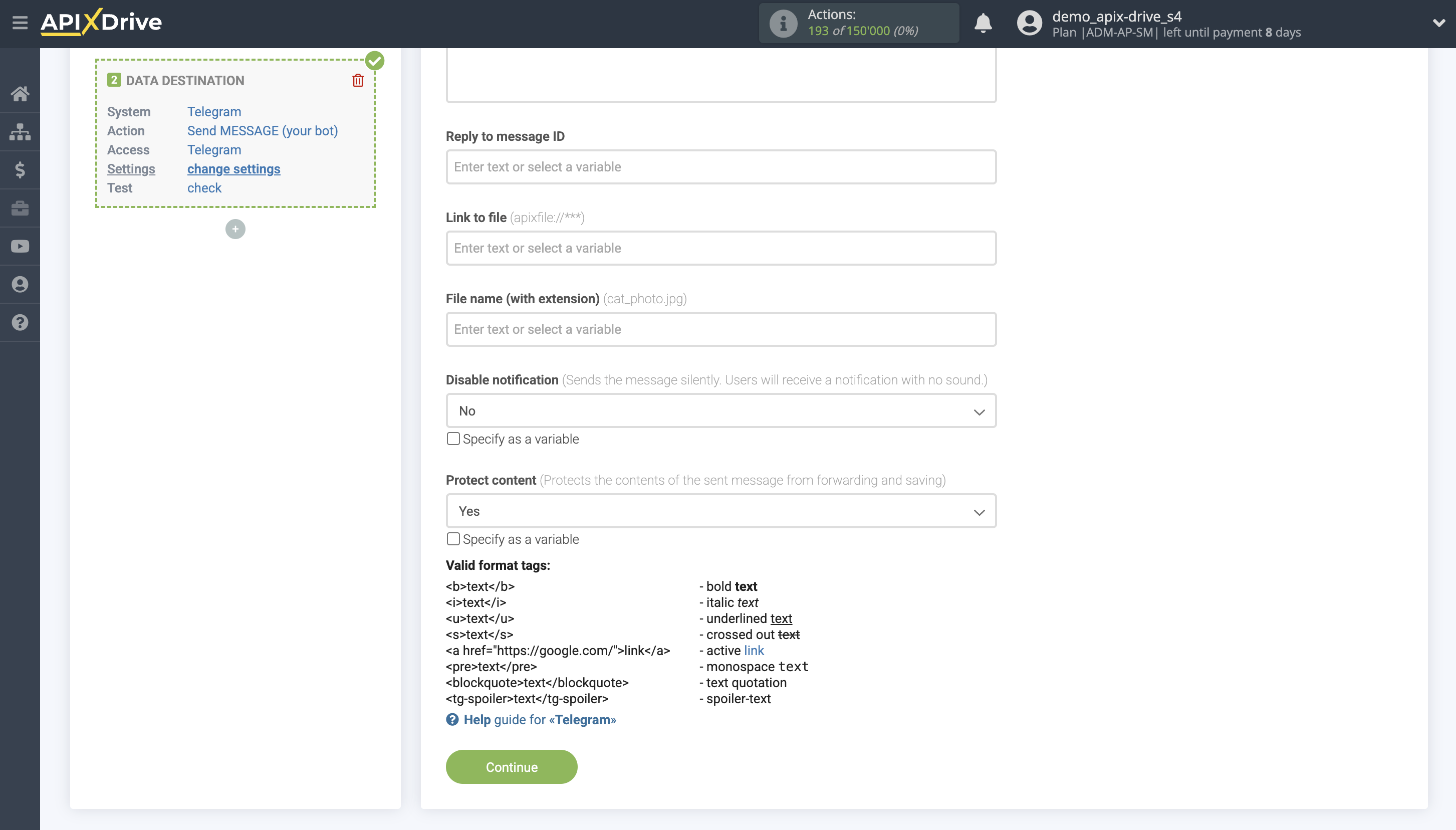 How to Connect Telegram as Data Destination | Assigning Field