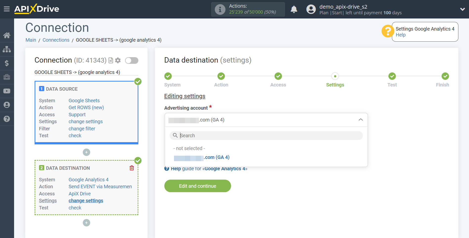 How to Connect Google Analytics 4 as Data Destination | Assigning fields