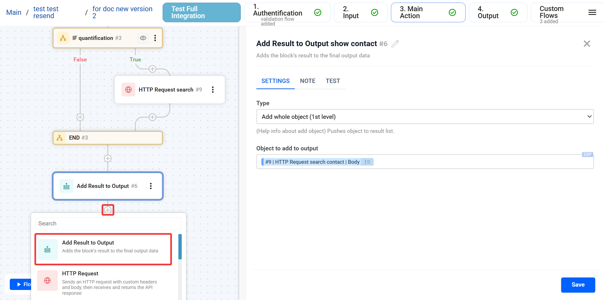 Add Result to Output Add Result to Output
