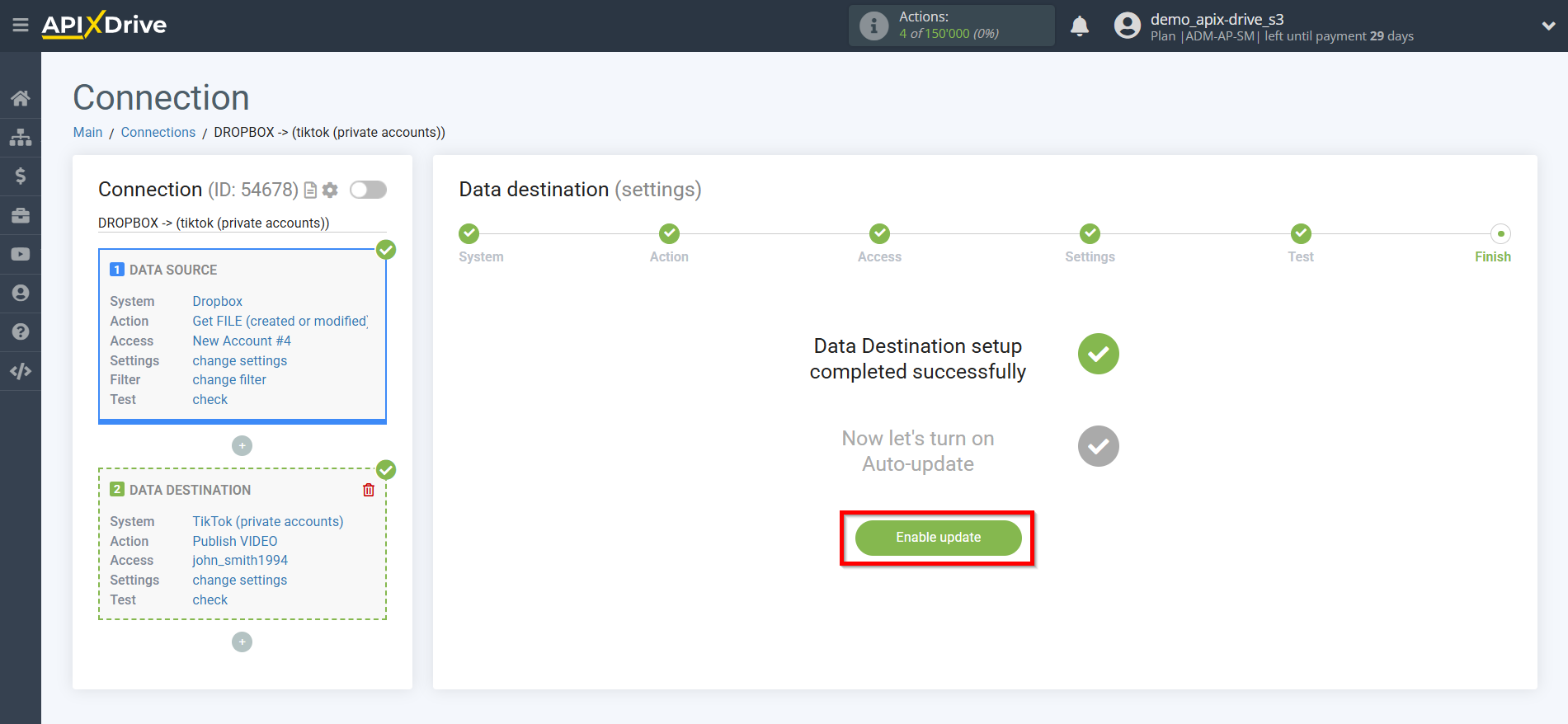 How to Connect TikTok as Data Destination | Enable auto-update