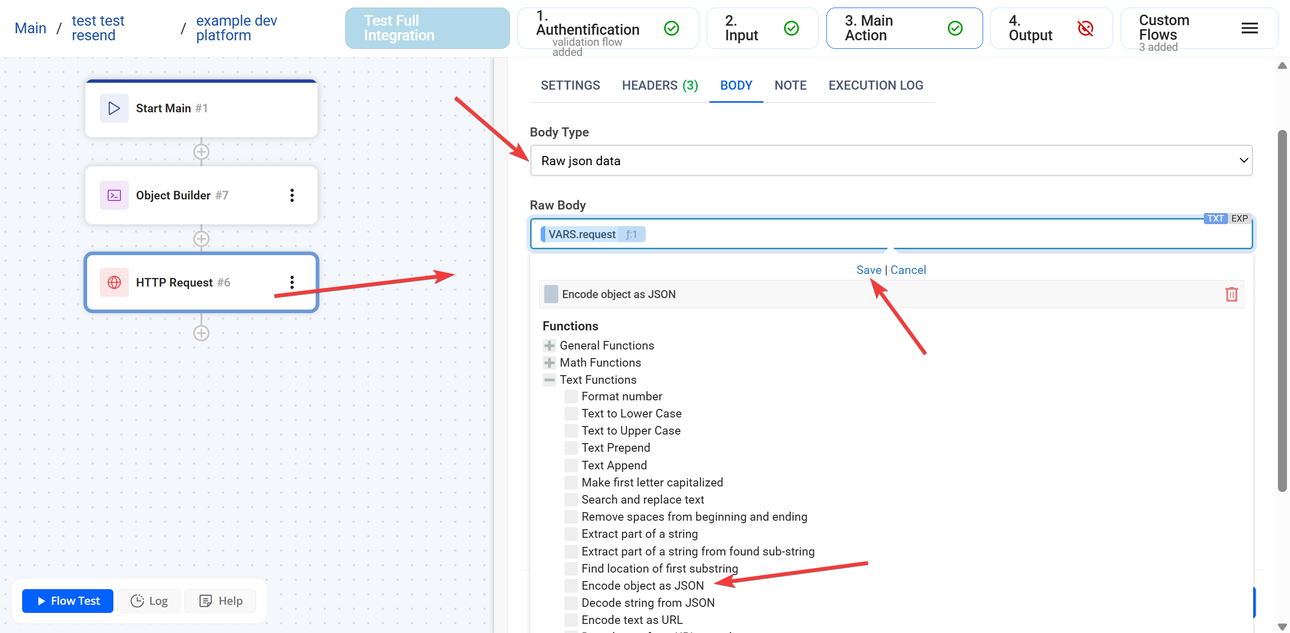 HTTP Request | Навісна функція&nbsp;Encode object as JSON