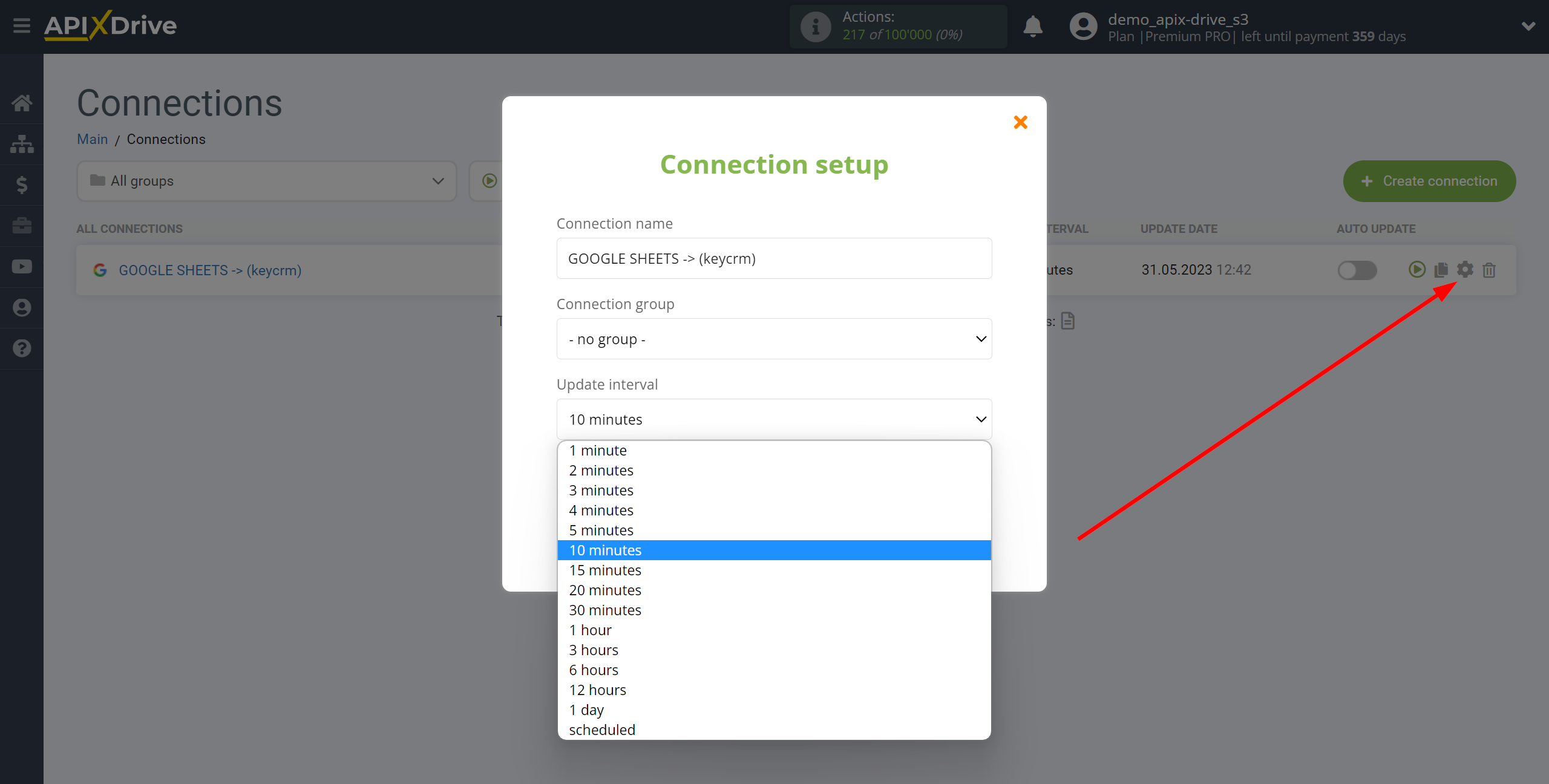 How to Connect KeyCRM as Data Destination | Update interval
