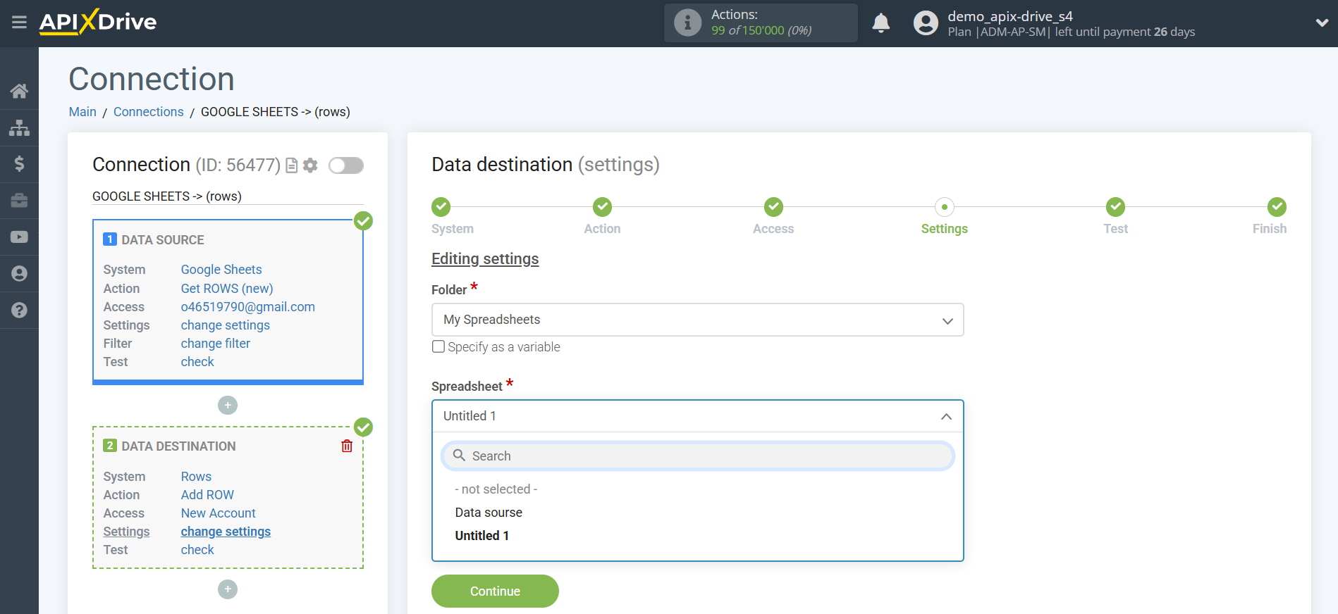 How to Connect Rows as Data Destination | Table selection How to Connect Rows as Data Destination | Table selection