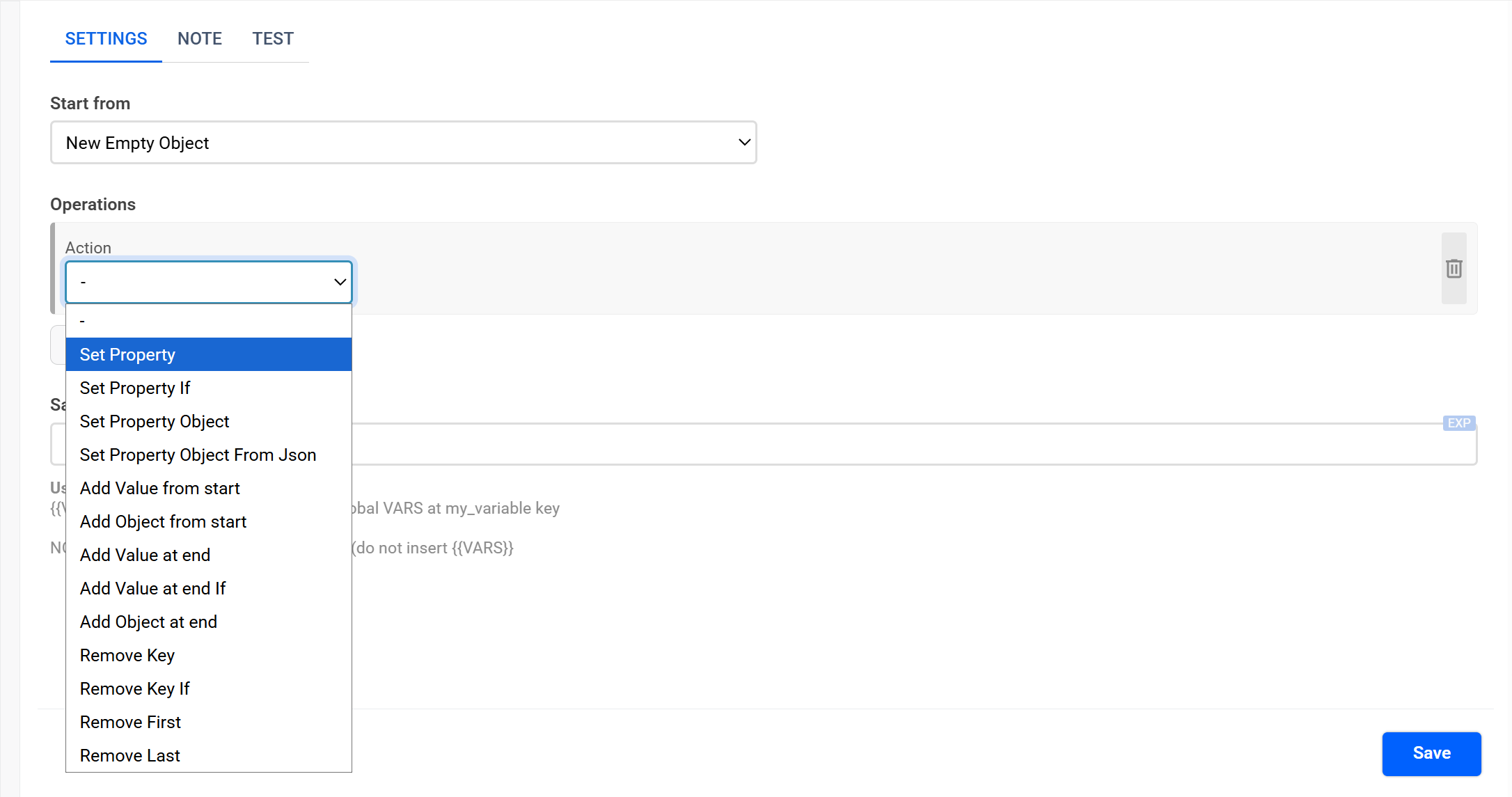 Object Builder | Доступні дії
