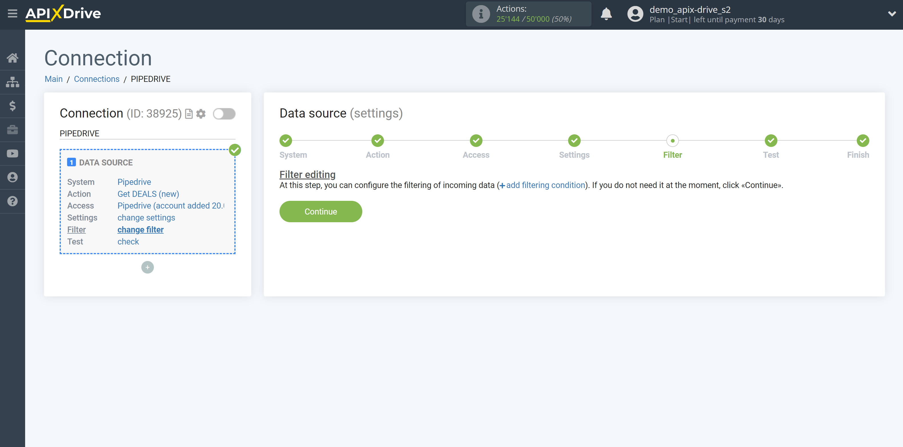 How to Connect Pipedrive as Data Source  | Data Filter