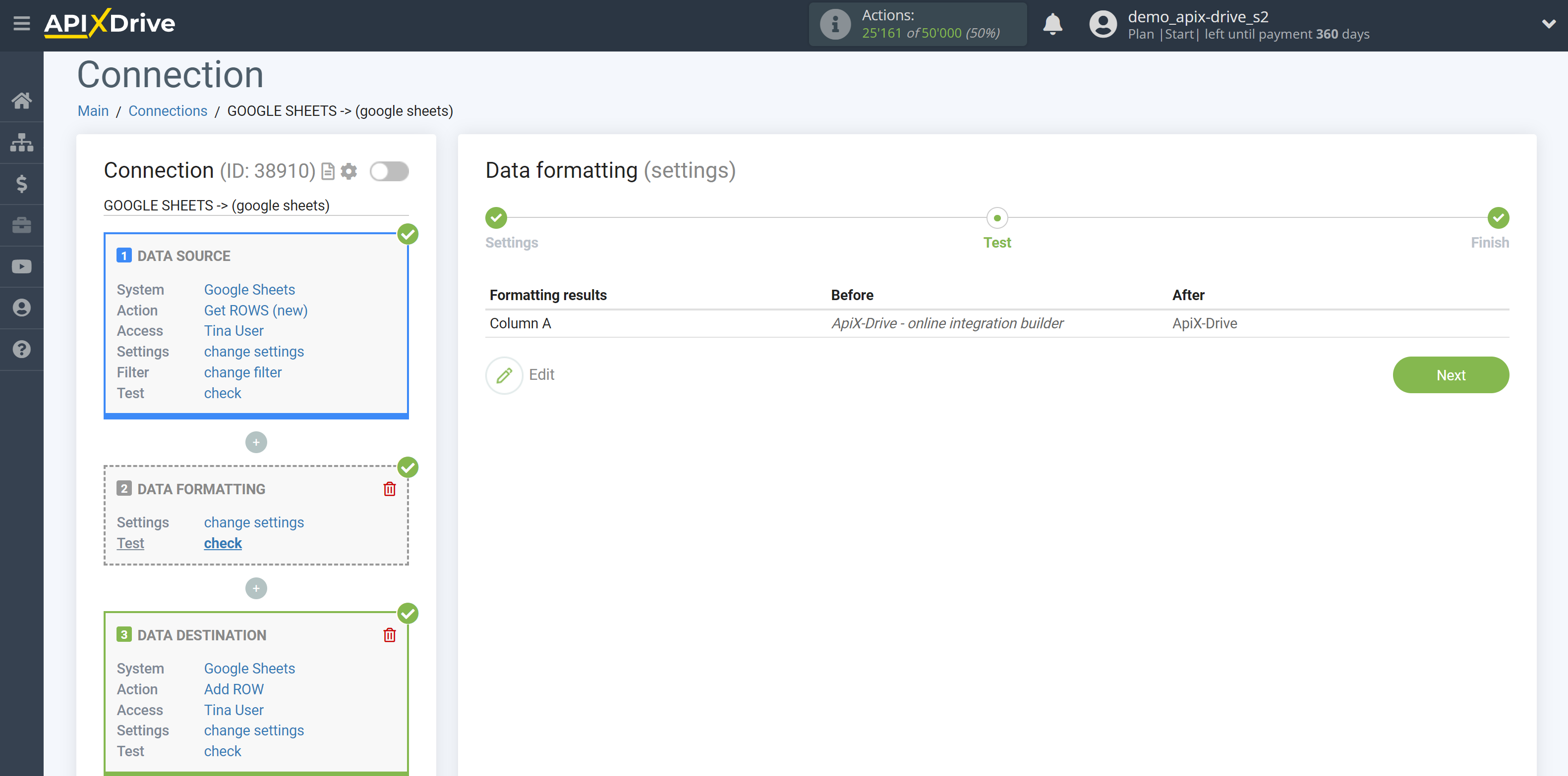 How to setup Data Formatting | Selecting the function&nbsp;Cut from-to