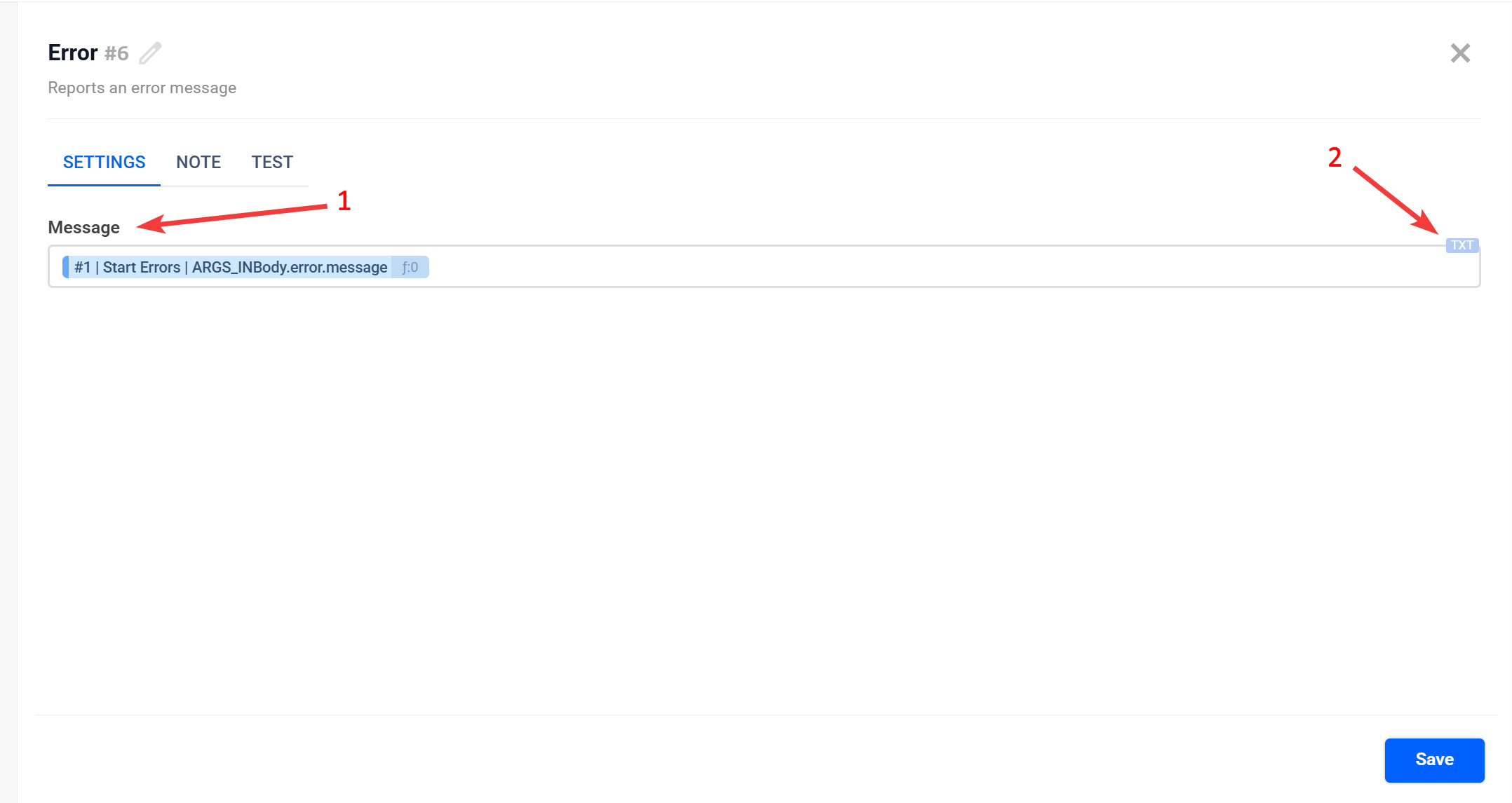 Error | Основні налаштування блоку
