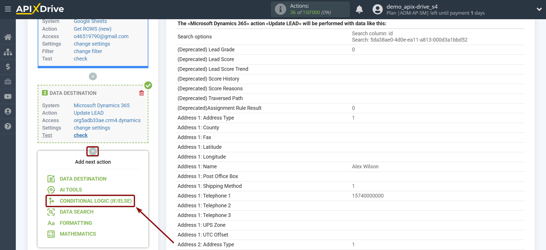 How to setup Microsoft Dynamics 365 Update Lead / Create Lead | Start setting up the Logic section How to setup Microsoft Dynamics 365 Update Lead / Create Lead | Start setting up the Logic section