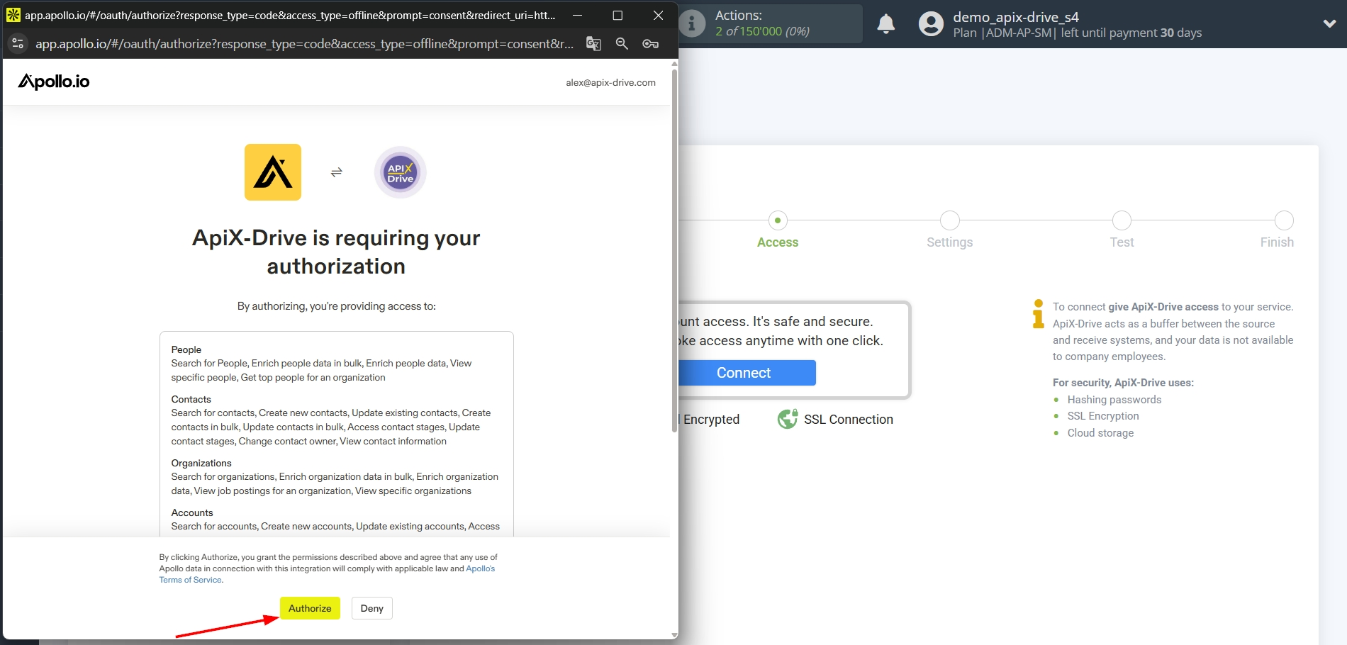 How to Connect Apollo.io to Apps as Data Destination | Allow access How to Connect Apollo.io to Apps as Data Destination | Allow access