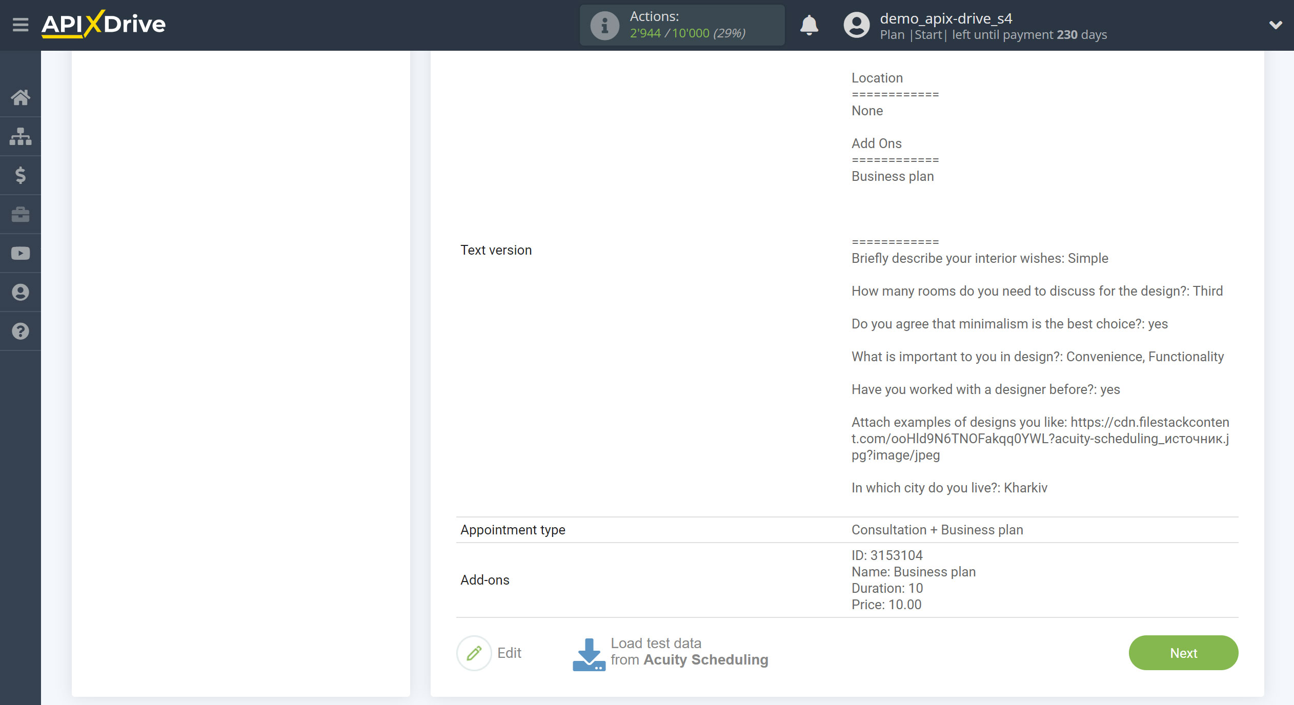 How to Connect Acuity Scheduling as Data Source | Test data