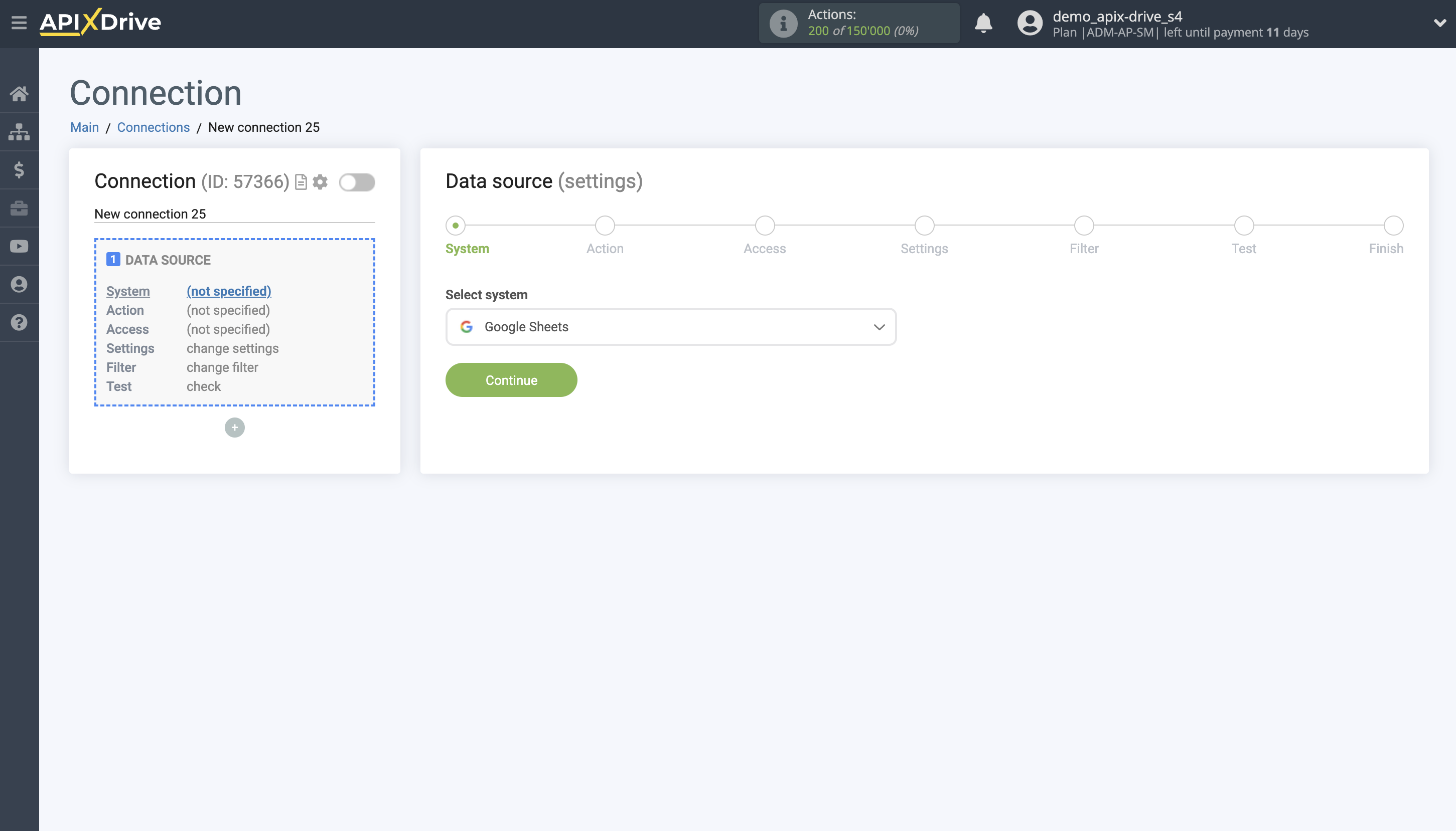 Setting up Dropbox Contact Search in Google Sheets | System selection