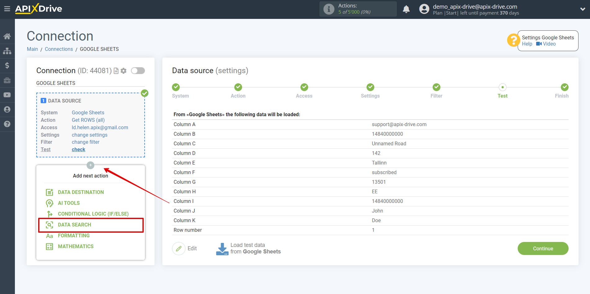 Setting up MailChimp Contact Search in Google Sheets | Add data Search