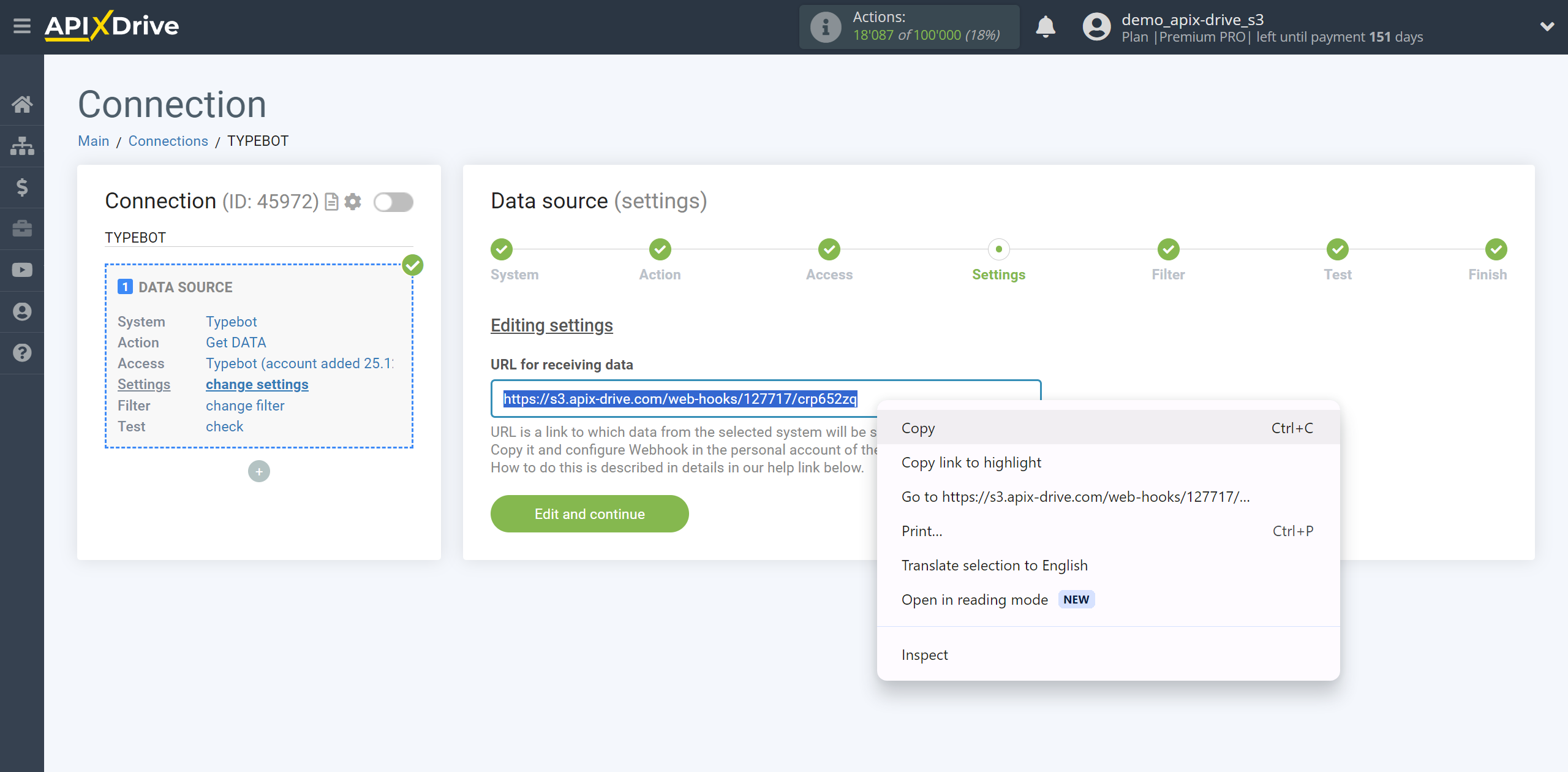 How to Connect Typebot as Data Source | URL for receiving data