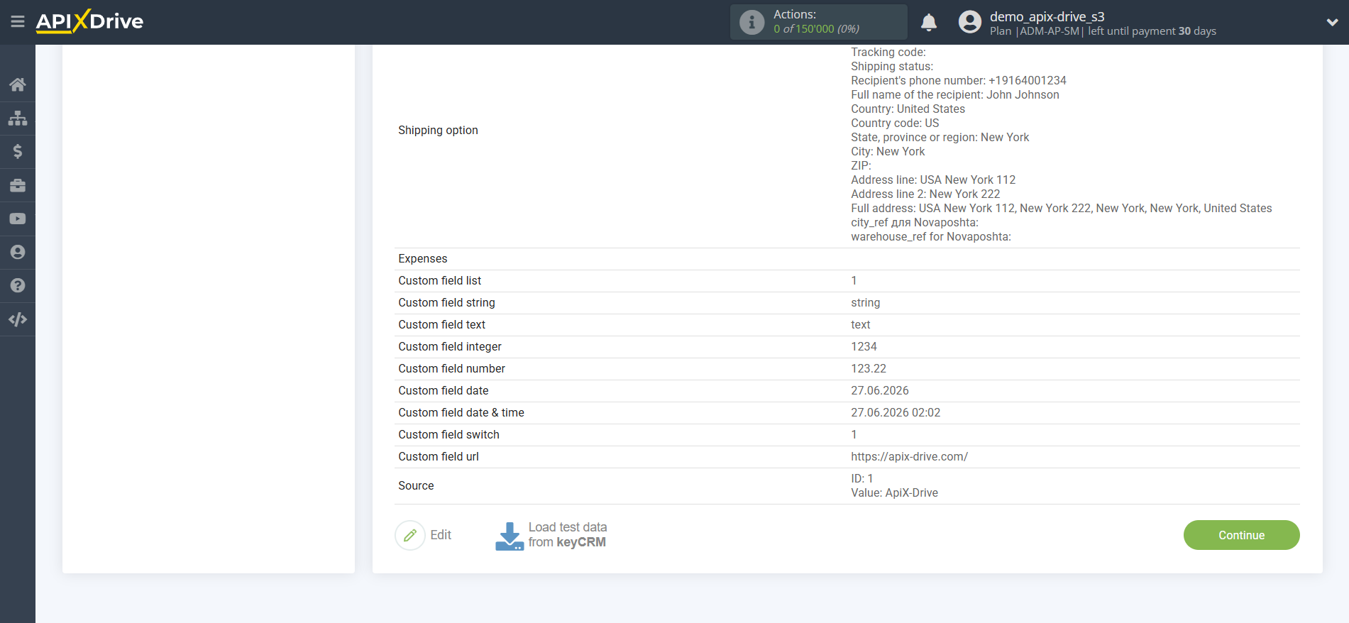 How to Connect KeyCRM as Data Source | Test data