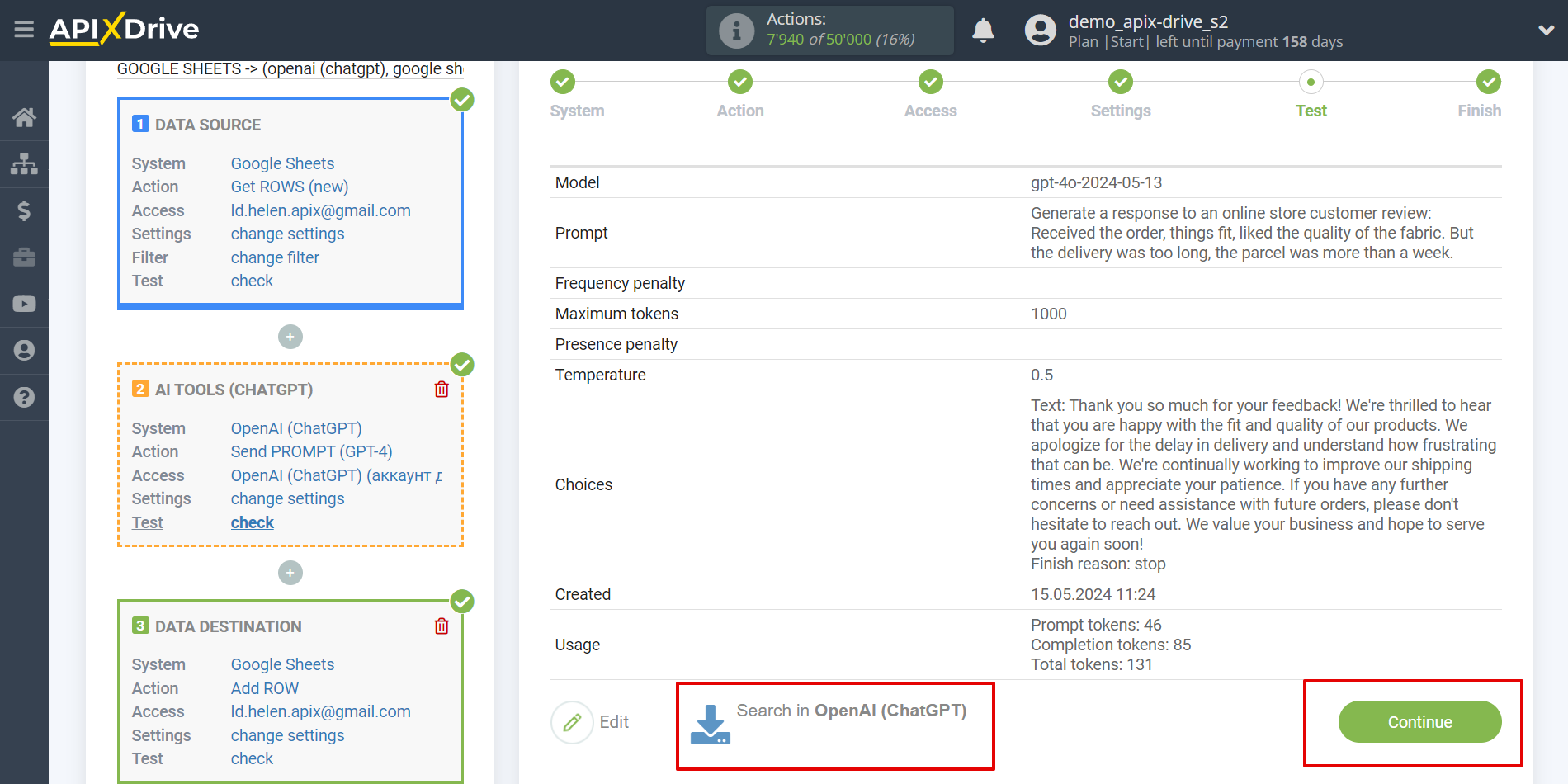 Setting up OpenAI (ChatGPT) in Google Sheets | Test data GPT-4o (omni)