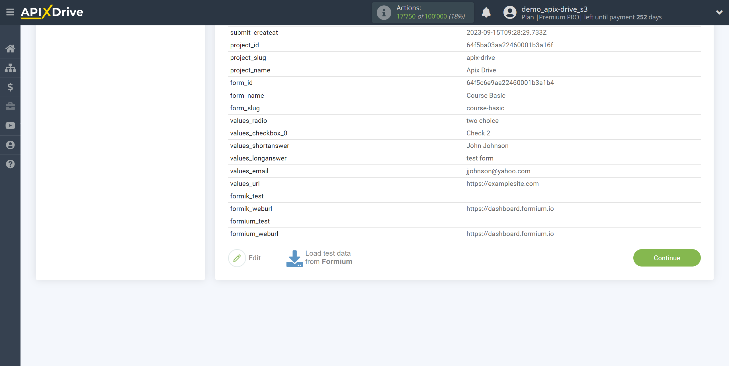 How to Connect Formium as Data Source | Test data