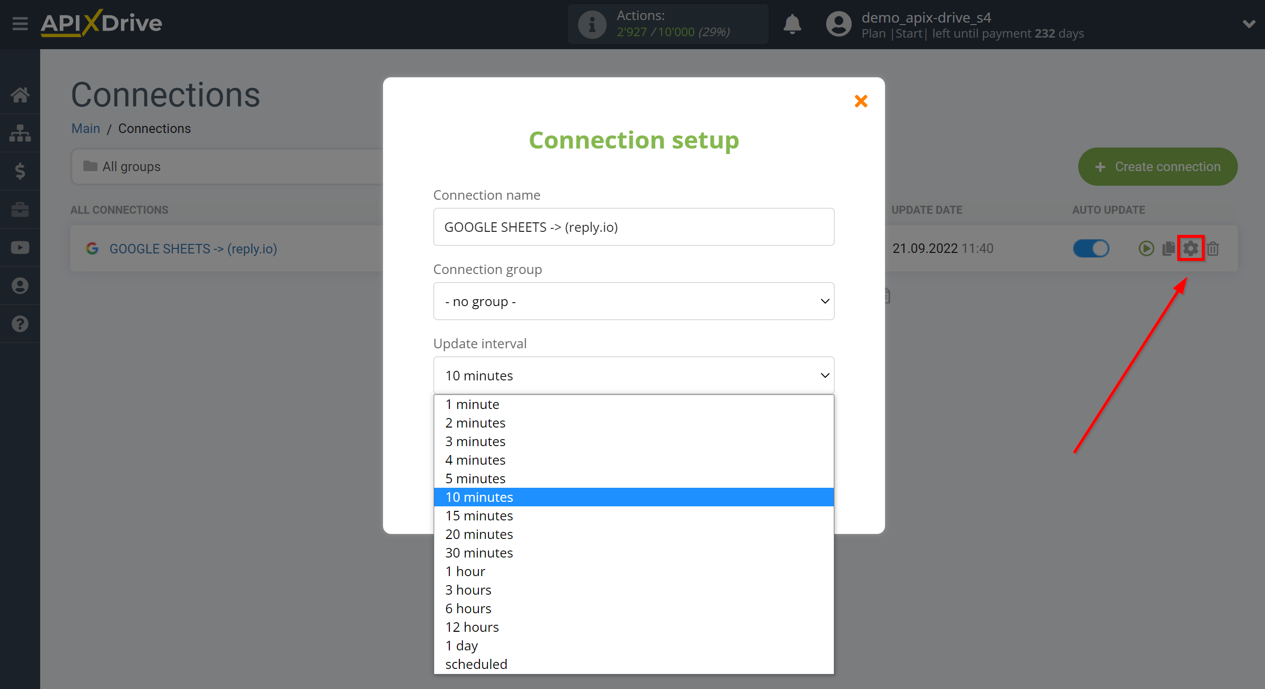 How to Connect Reply.io as Data Destination | Update interval