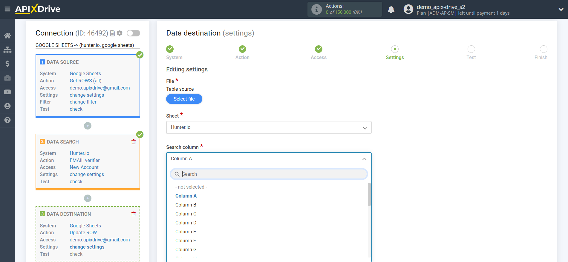 Setting Search to Verification EMAIL Hunter.io in Google Sheets | Assigning fields Setting Search to Verification EMAIL Hunter.io in Google Sheets | Assigning fields