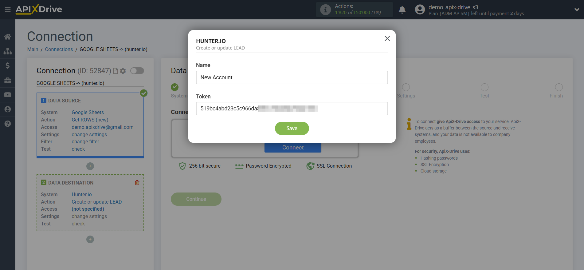 How to Connect Hunter.io as Data Destination | Account connection How to Connect Hunter.io as Data Destination | Account connection