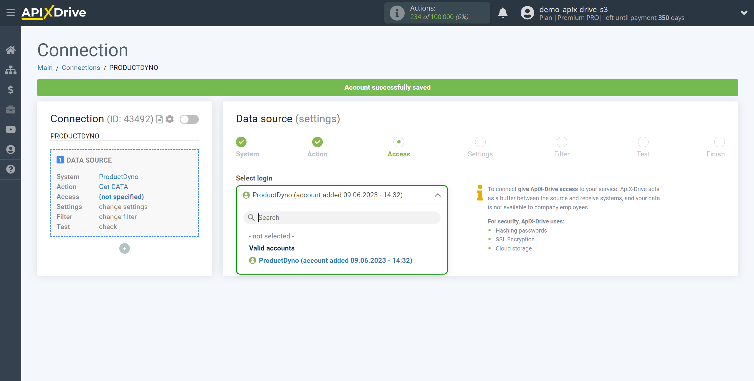 How to Connect ProductDyno as Data Source | Account selection