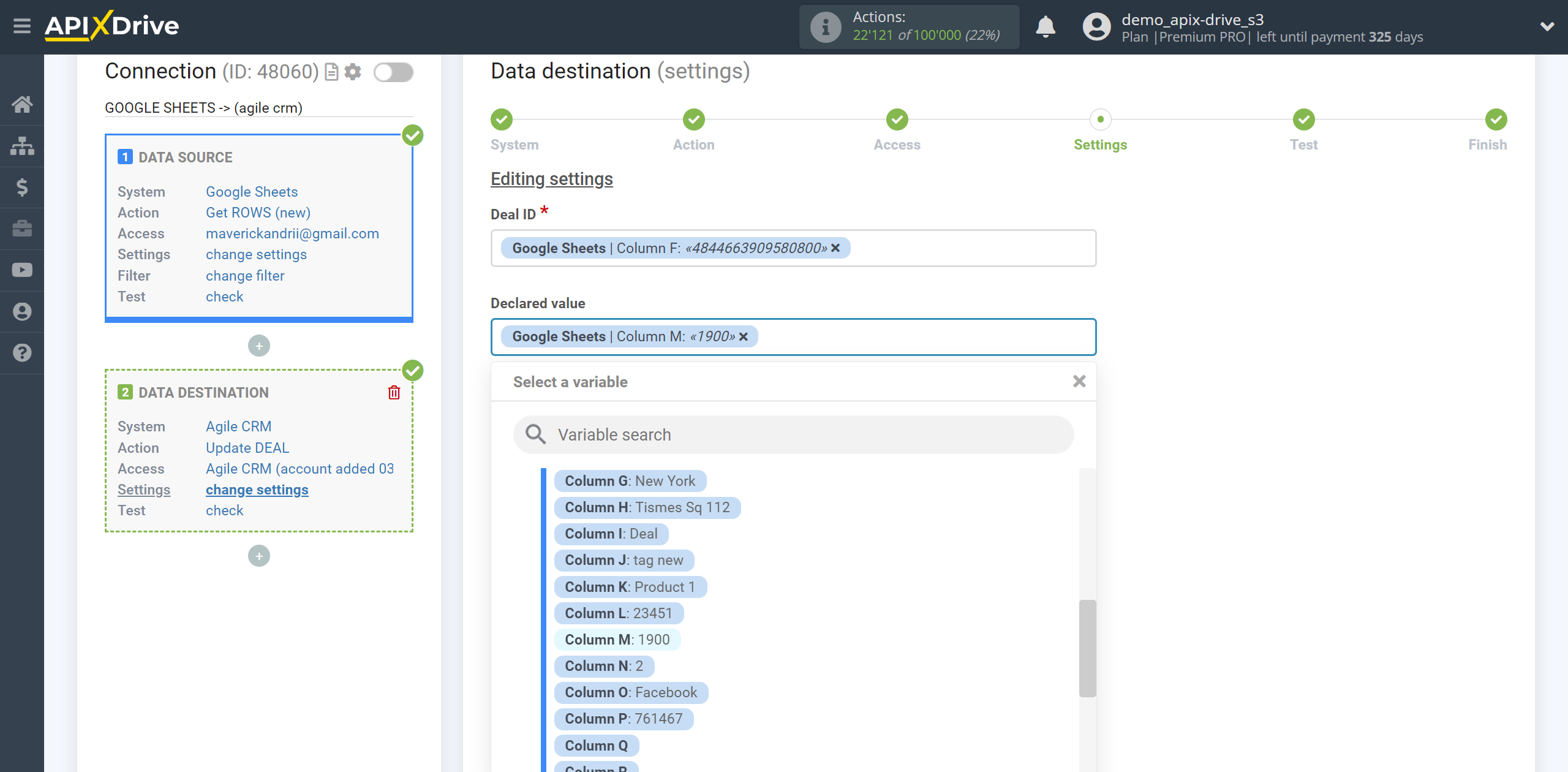 How to setup AgileCRM Update Deal / Create Deal | Assigning Fields