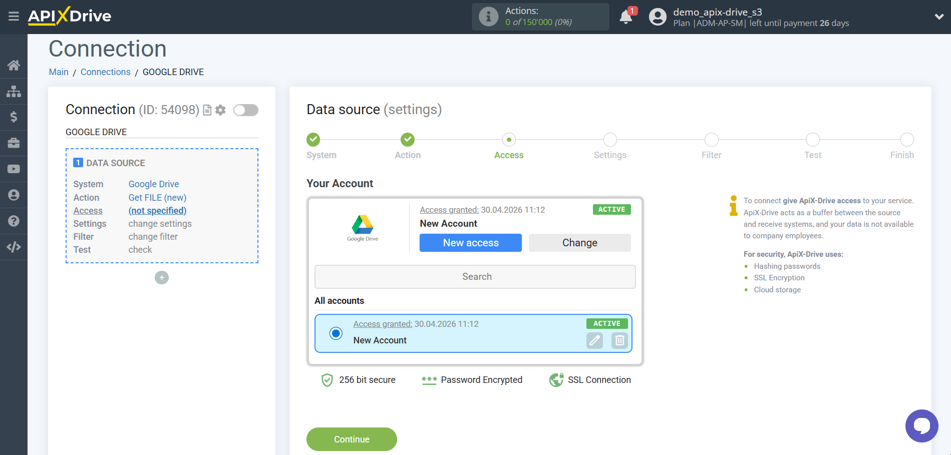 How to Connect Google Drive as Data Source | Account selection