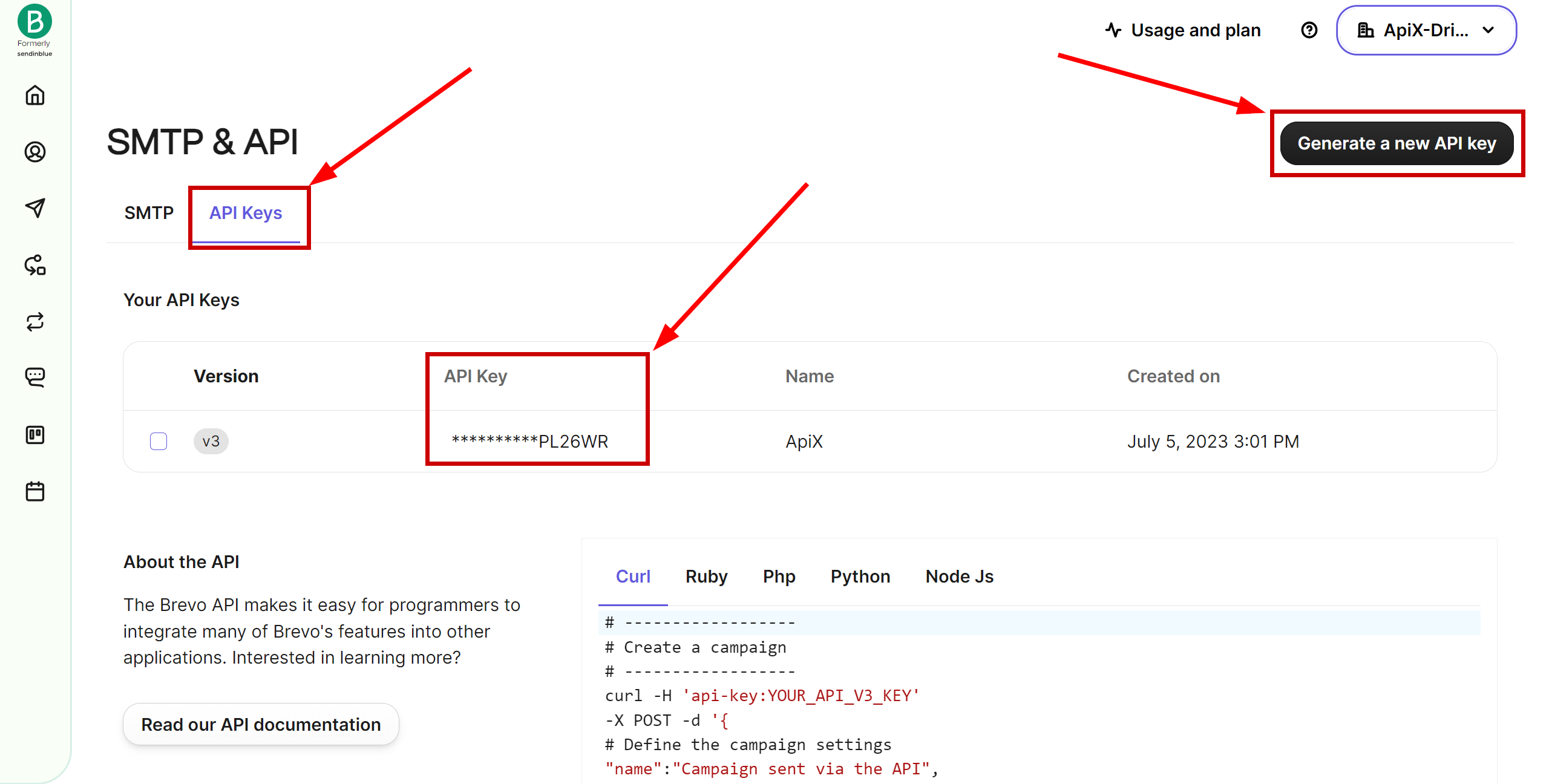 How to Connect Brevo as Data Destination | Account connection