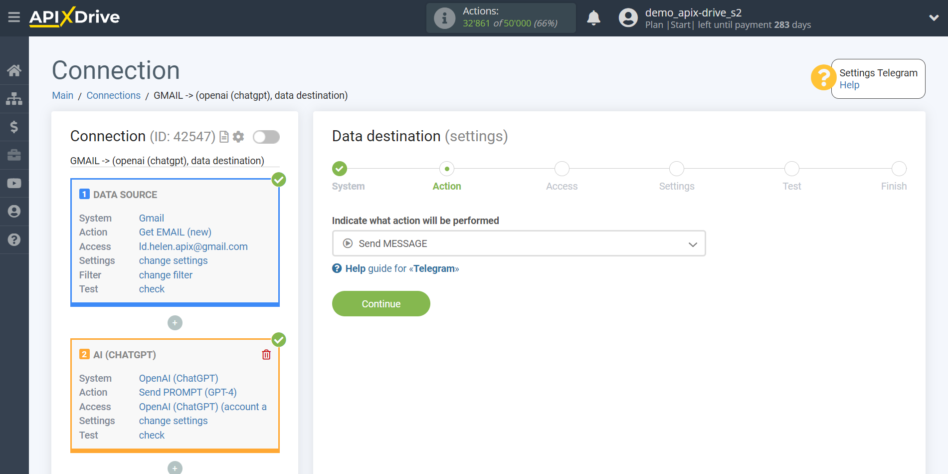 Setting up analyze emails with OpenAI (ChatGPT) | Action selection