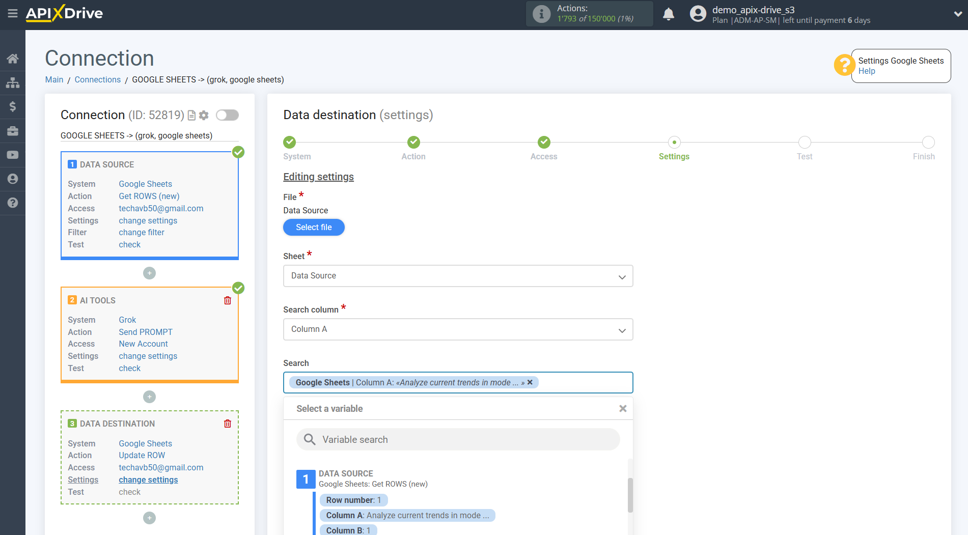Setting up Grok in Google Sheets | Assigning fields