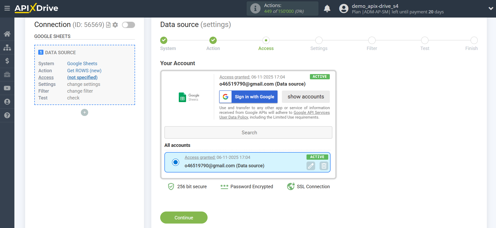 Setting up Groq in Google Sheets | Account selection