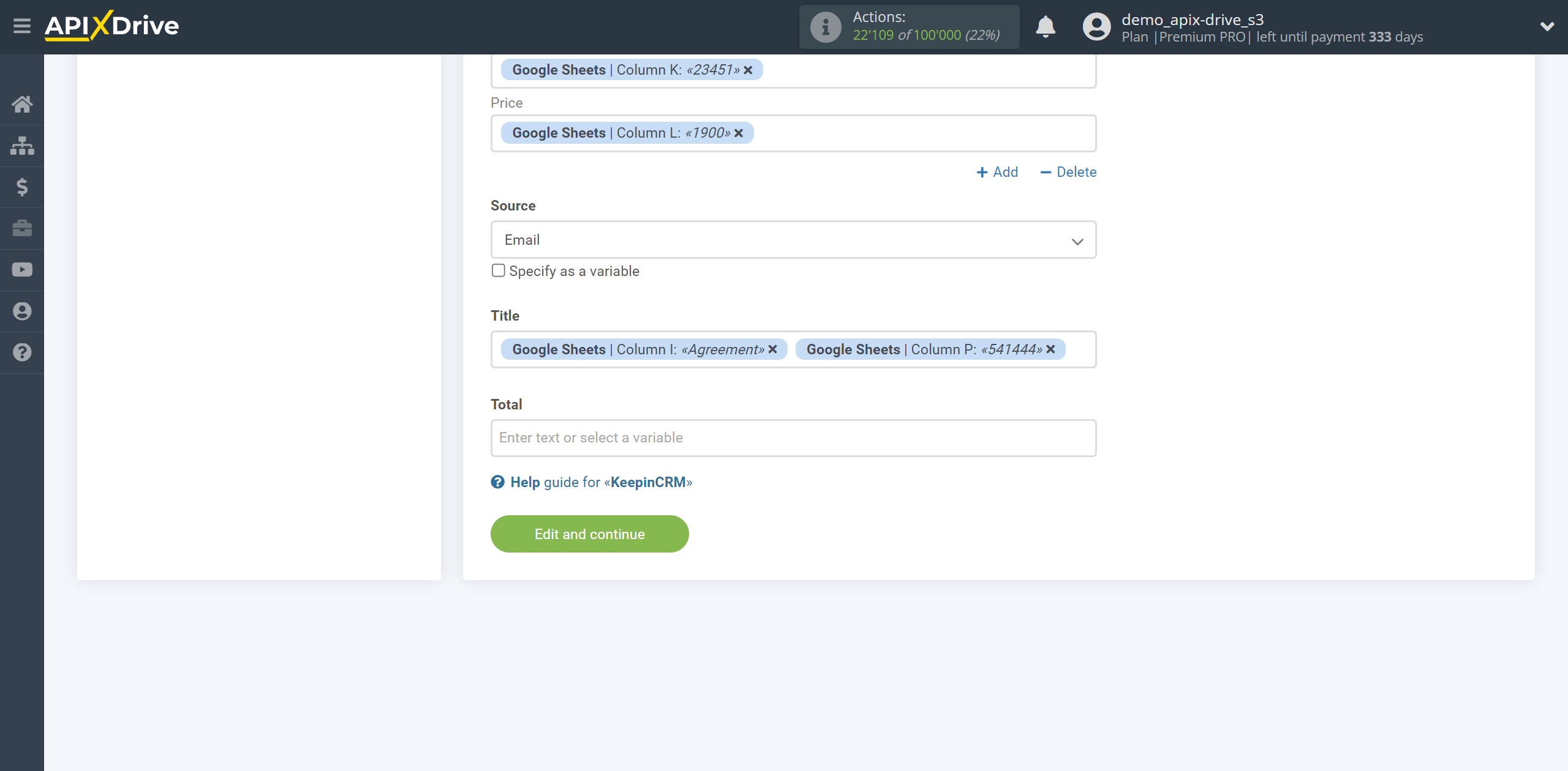 How to setup KeepinCRM Update Agreement / Create Agreement | Assigning Fields