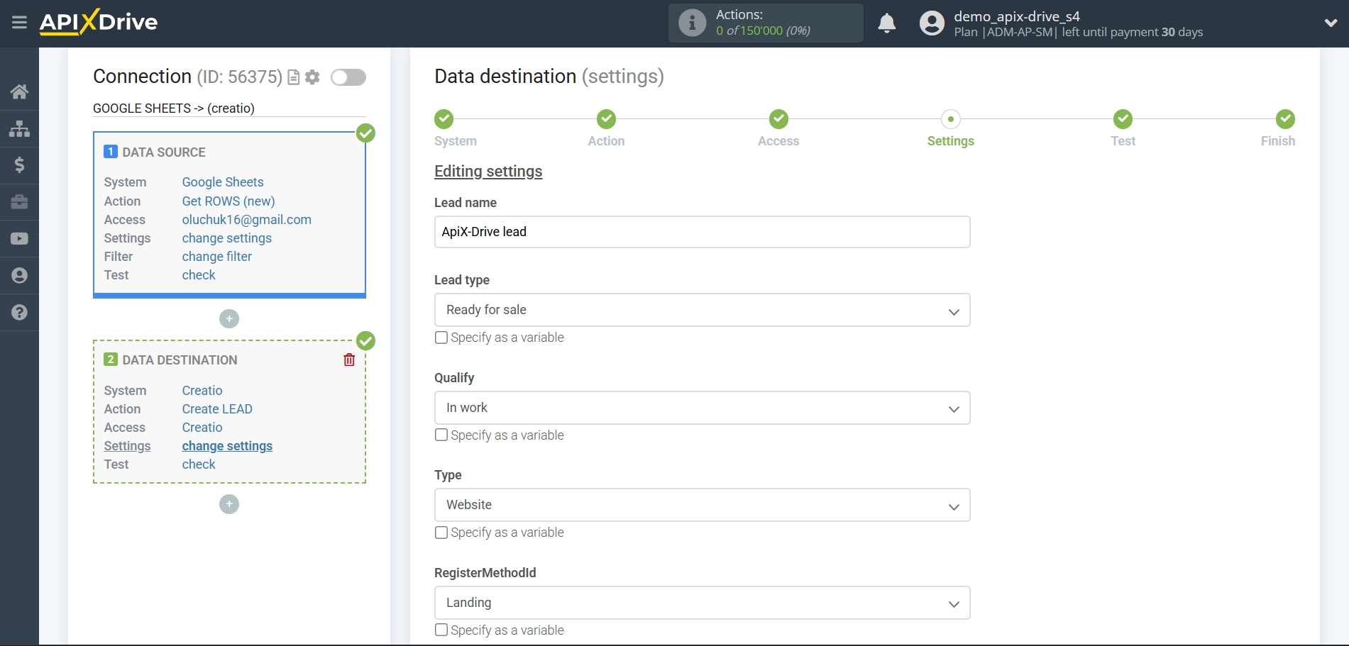 How to Connect Creatio as Data Destination | Assigning Fields How to Connect Creatio as Data Destination | Assigning Fields