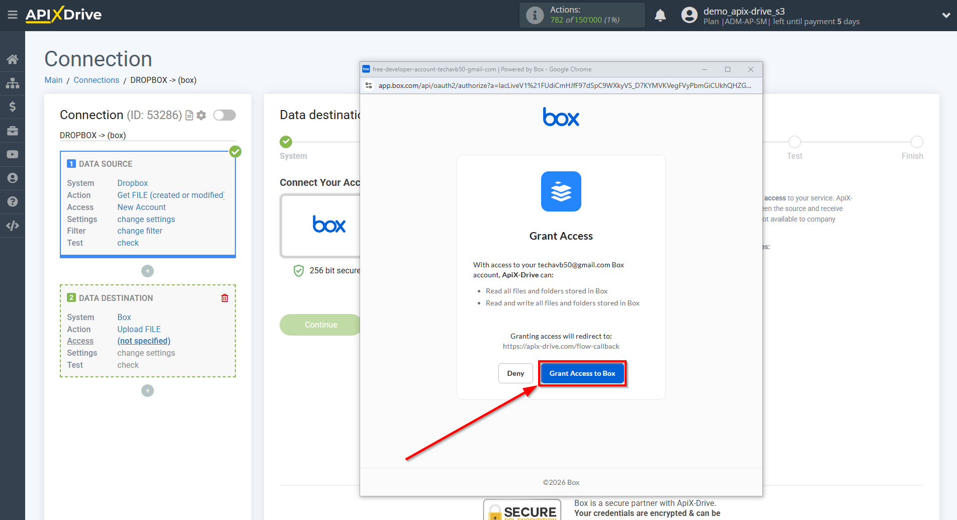 How to Connect Box as Data Destination | Account connection