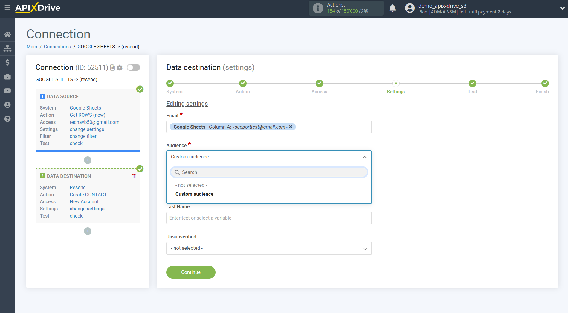 How to Connect Resend as Data Destination | Assigning Fields