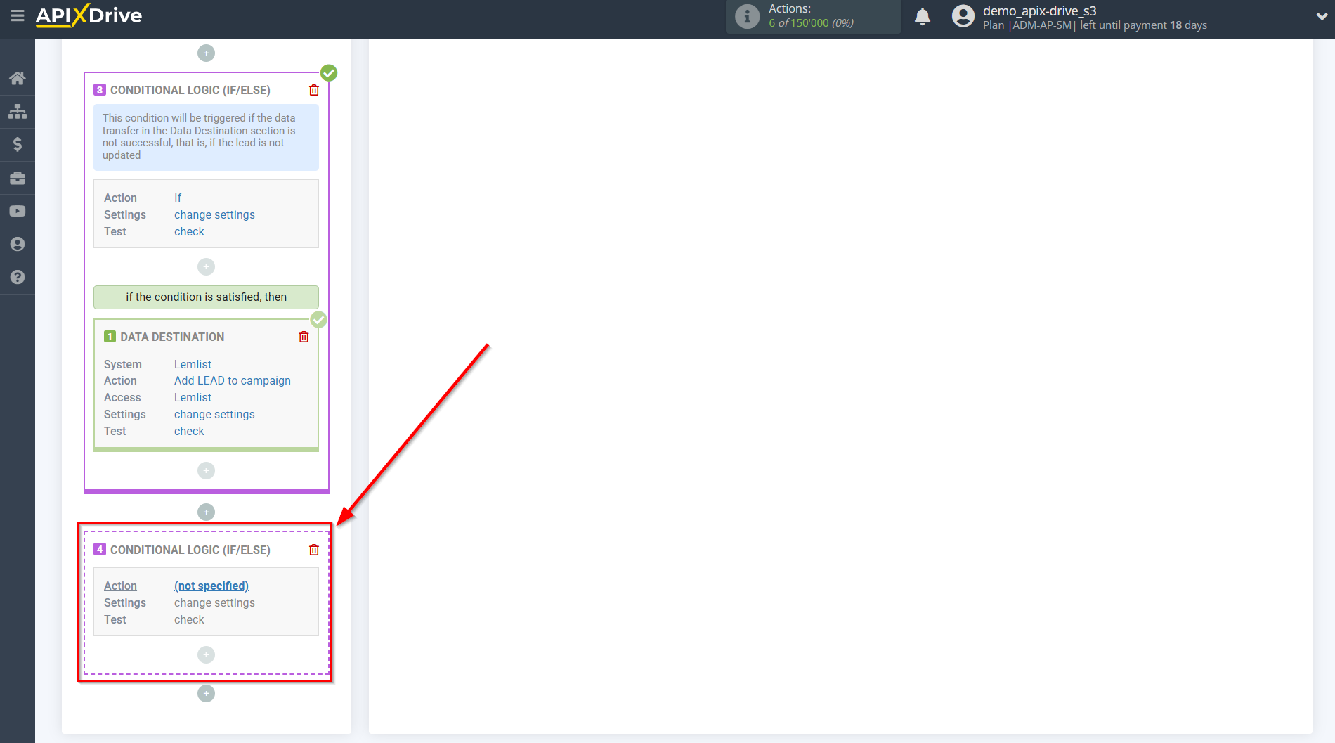 How to setup Lemlist Update Lead in campaign / Add Lead in campaign | Action selection