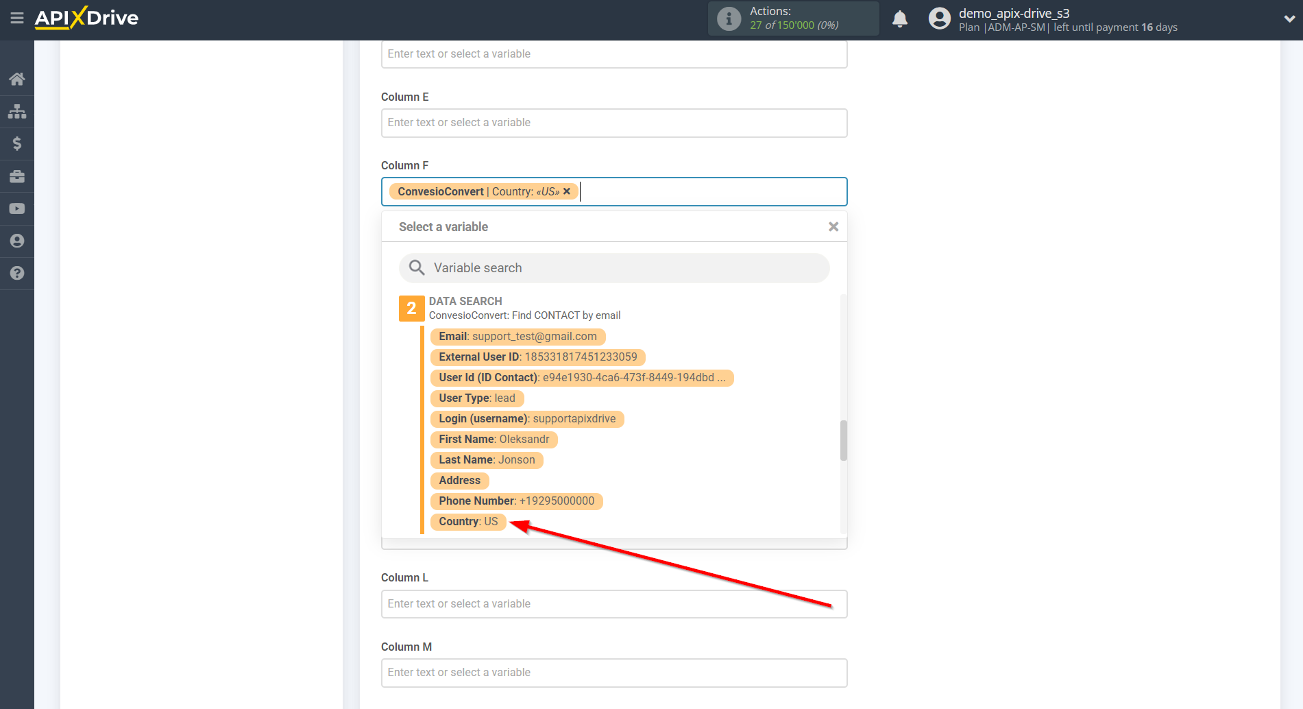 Setting up ConvesioConvert Contact Search in Google Sheets | Assigning fields Setting up ConvesioConvert Contact Search in Google Sheets | Assigning fields
