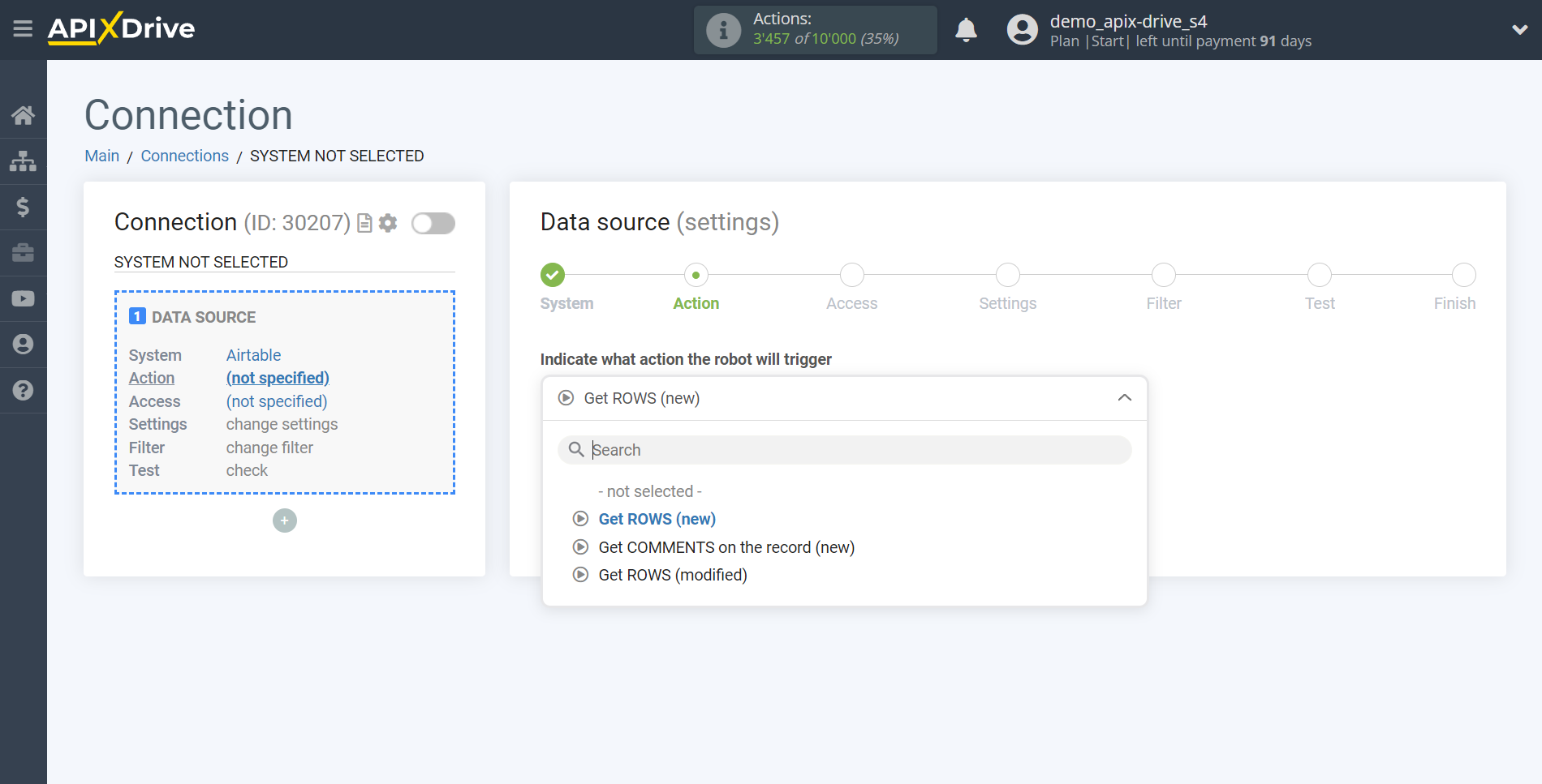 How to Connect AirTable as Data Source | Action selection